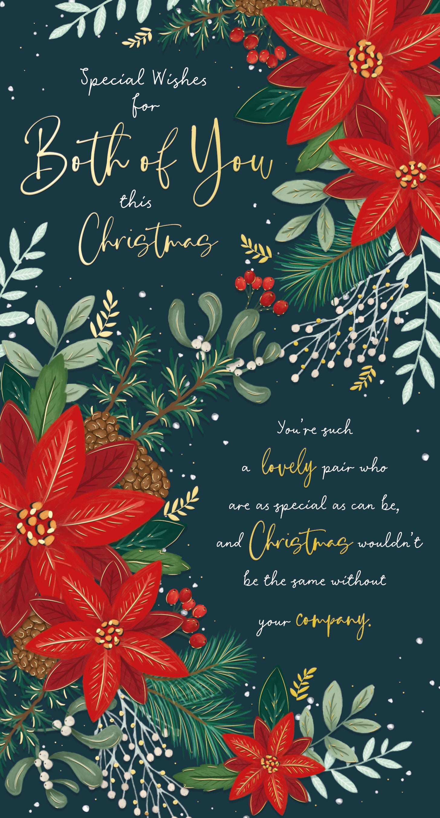 To Both Festive Poinsettias Christmas Card