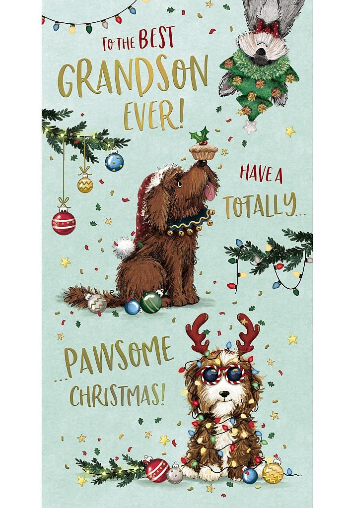Grandson Christmas Card - Dogs