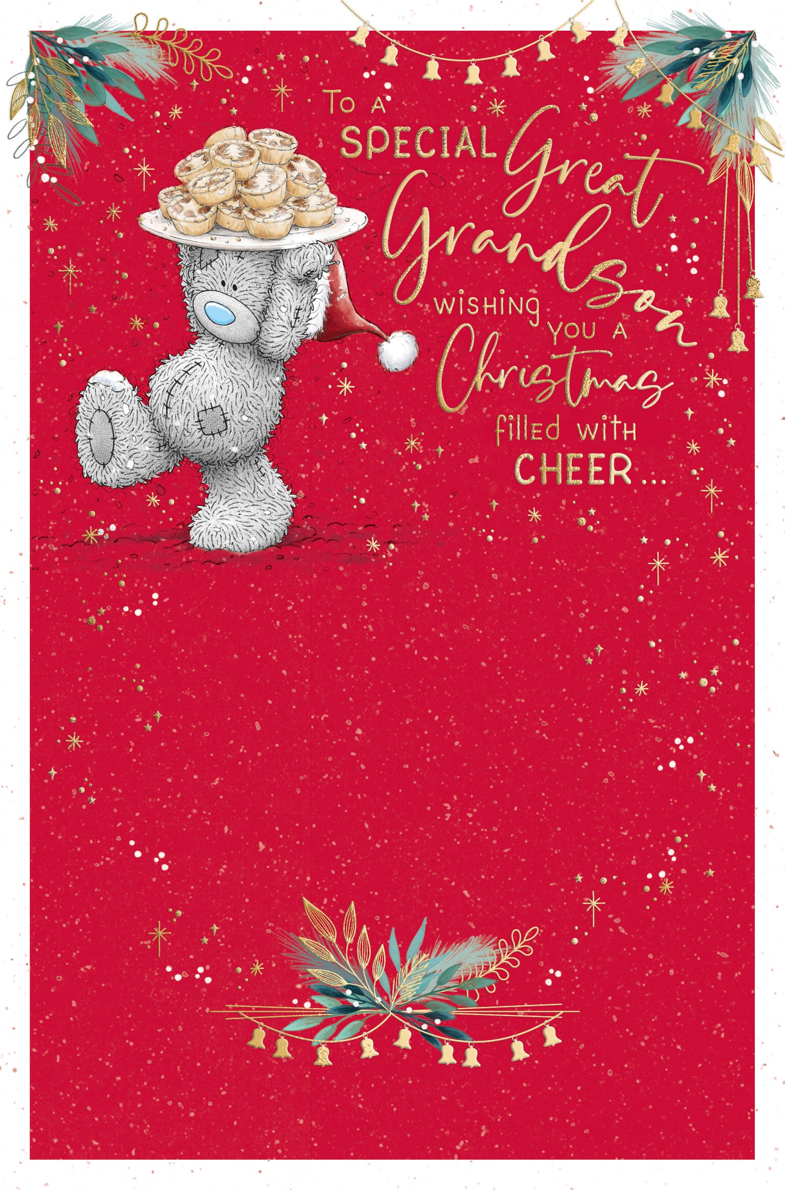 To A Special Great Grandson Christmas Card - Bear Carrying Tray of