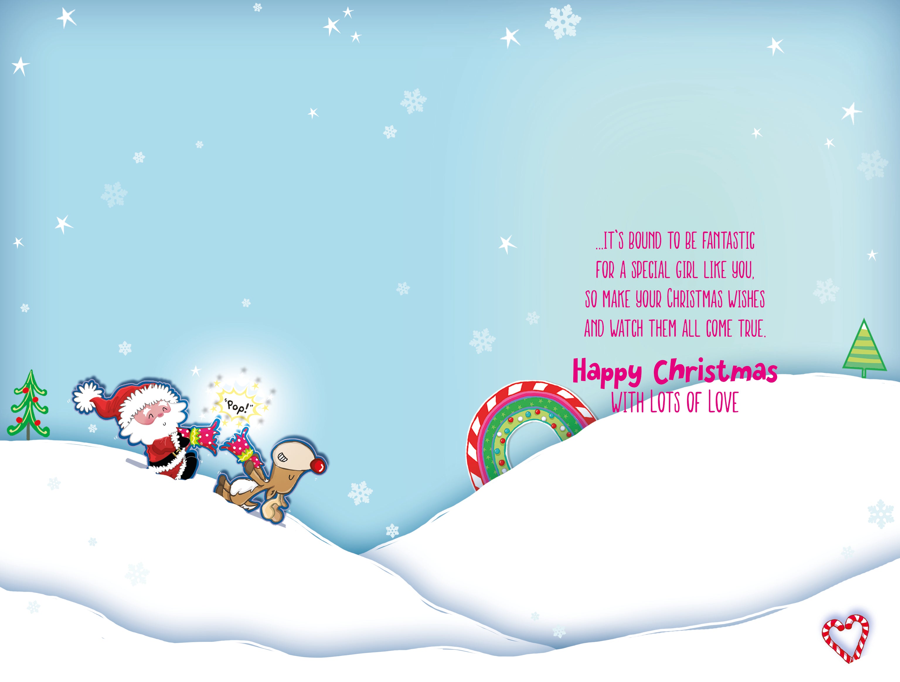 Great Granddaughter Christmas Card - Father Christmas And Reindeer Dancing