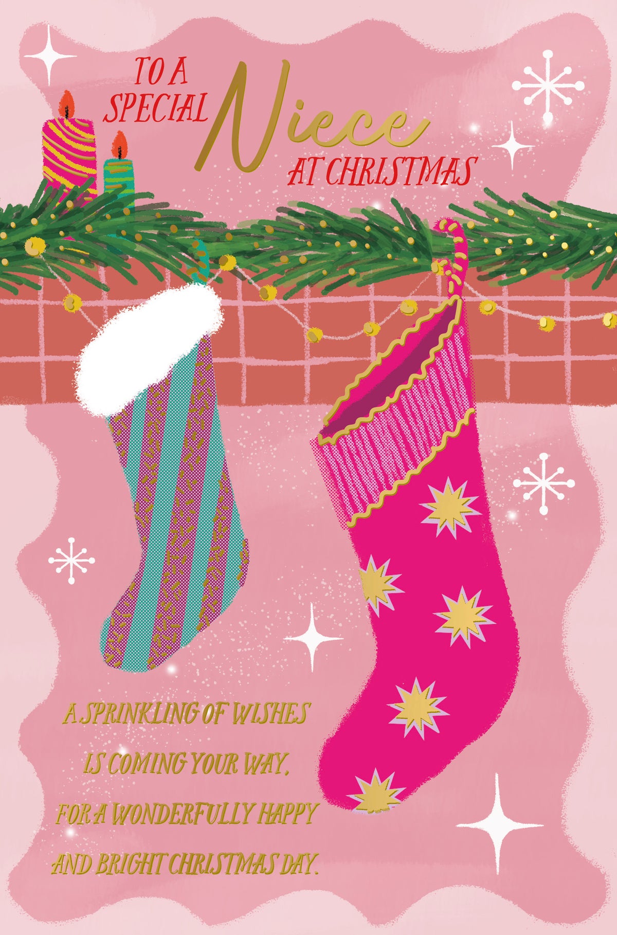 Niece Christmas Card - Stockings