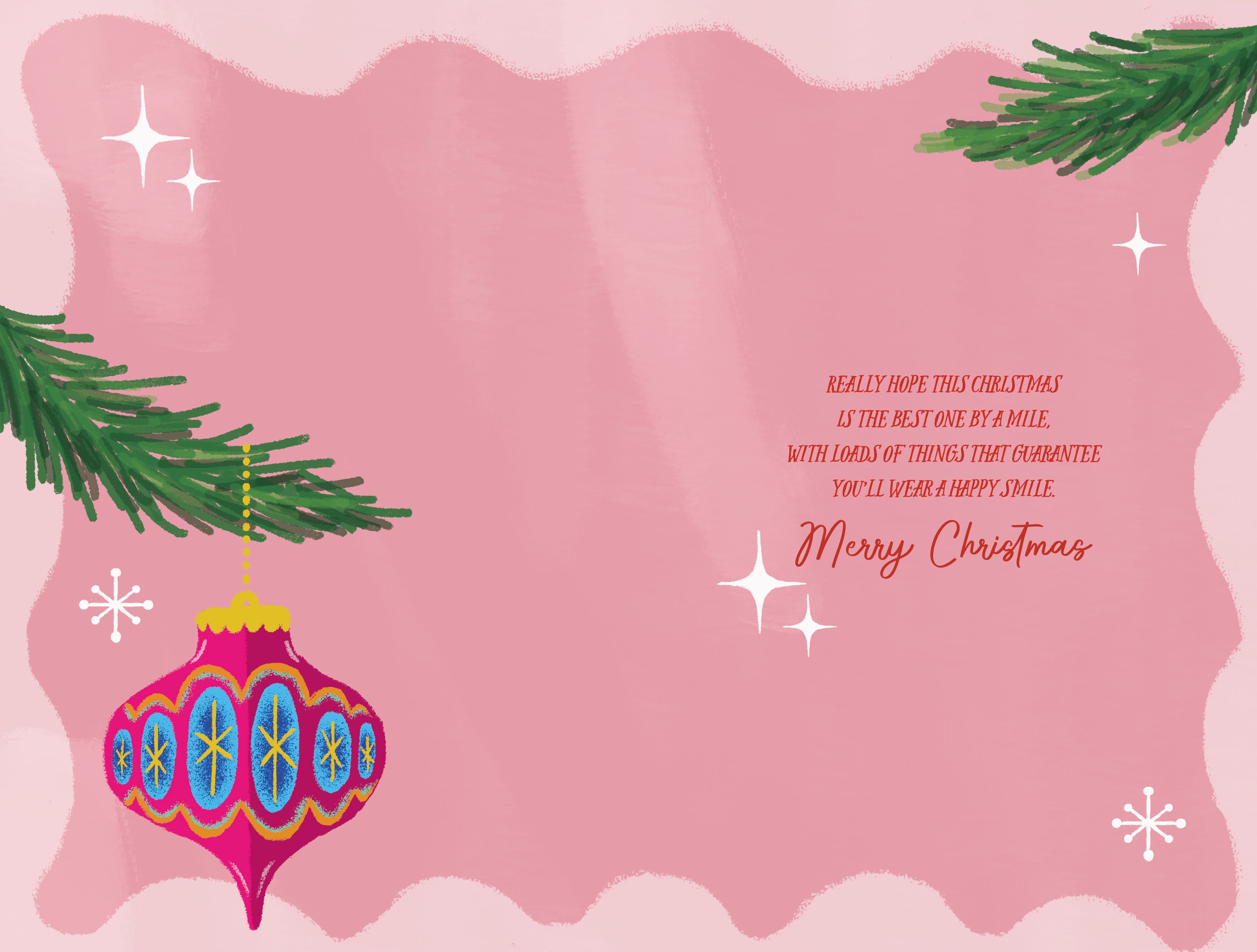 Cousin Female Christmas Card - Baubles