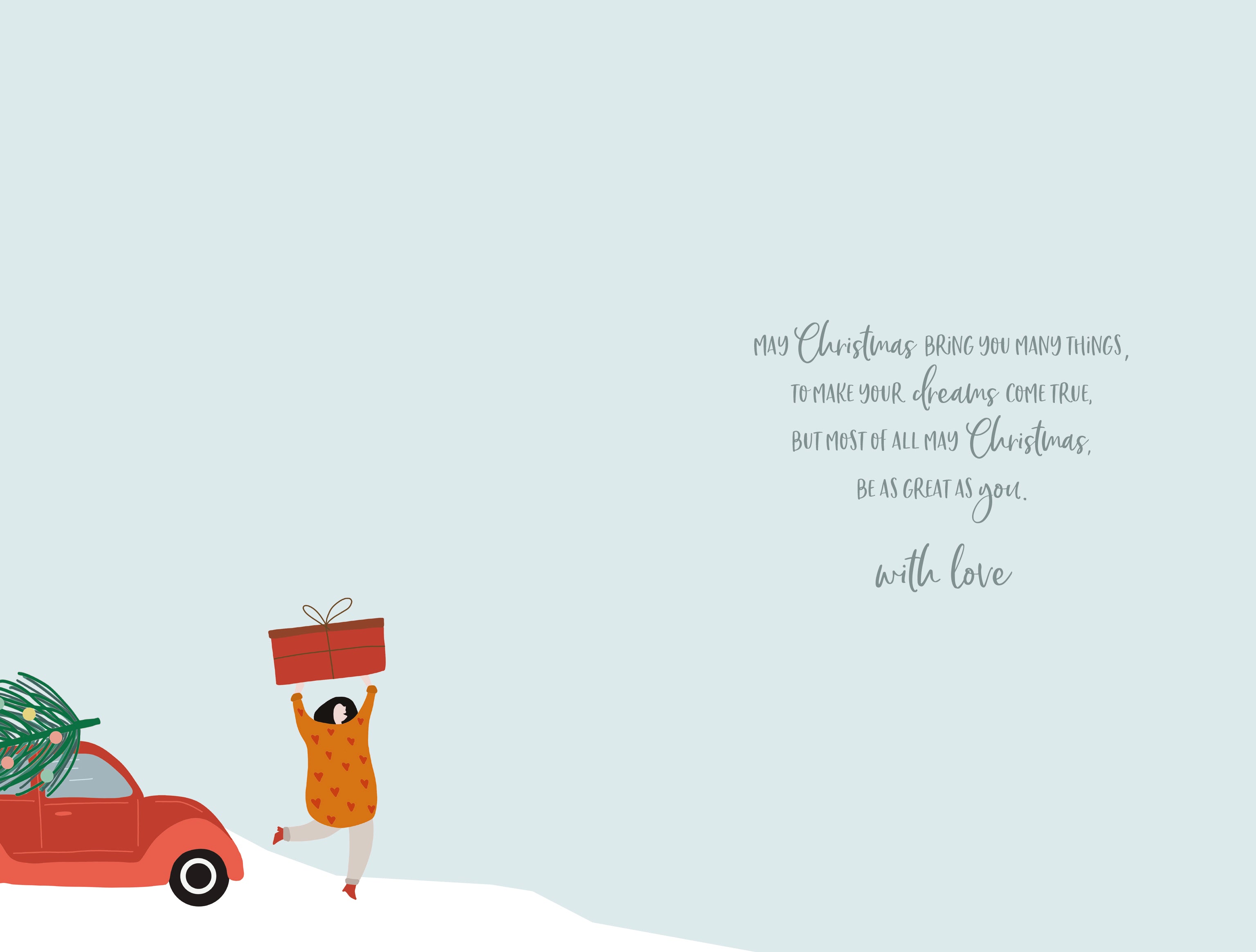Sister In Law Christmas Card - Lady With Large Gift