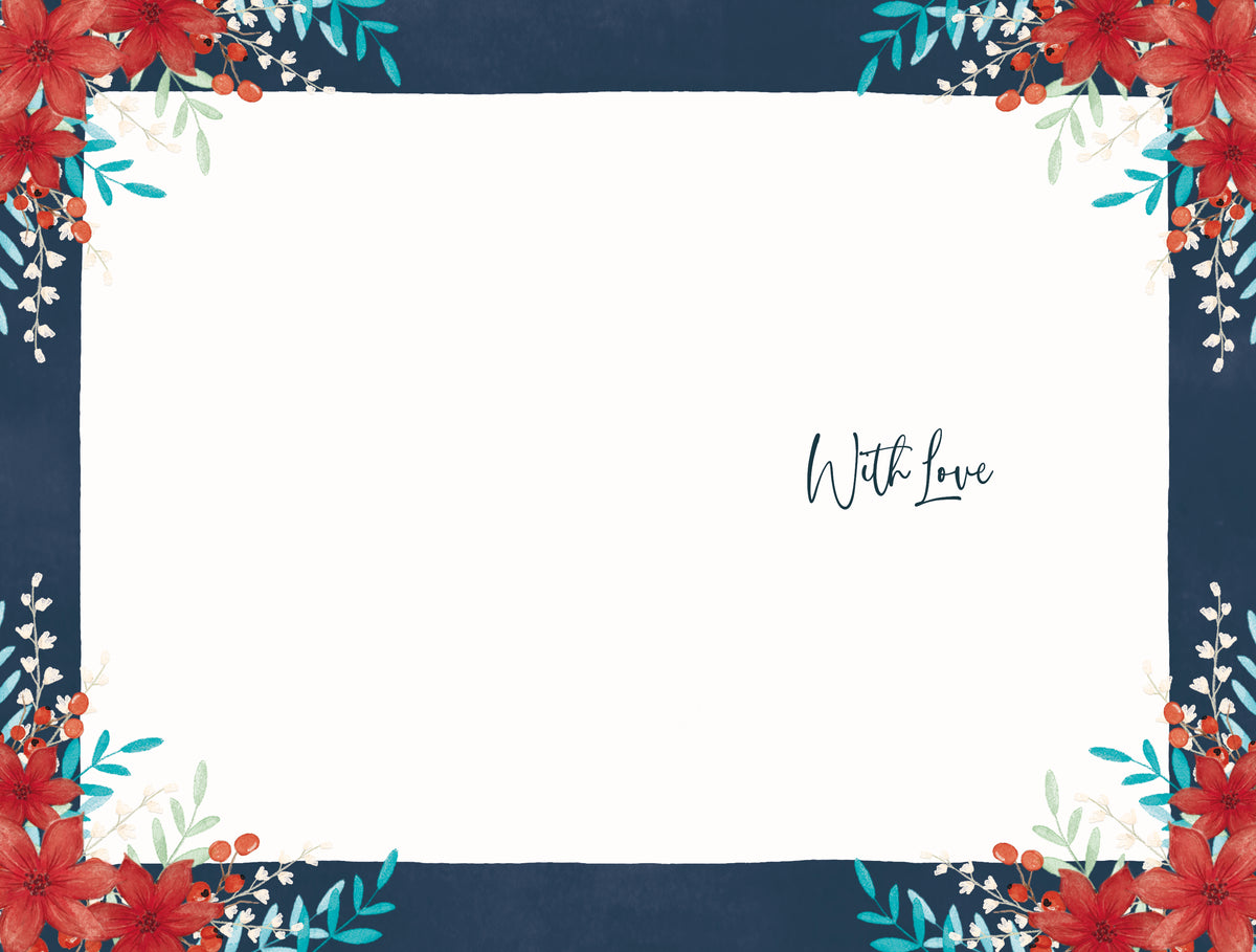 Thinking Of You at Christmas Card - Poinsettias And Foliage