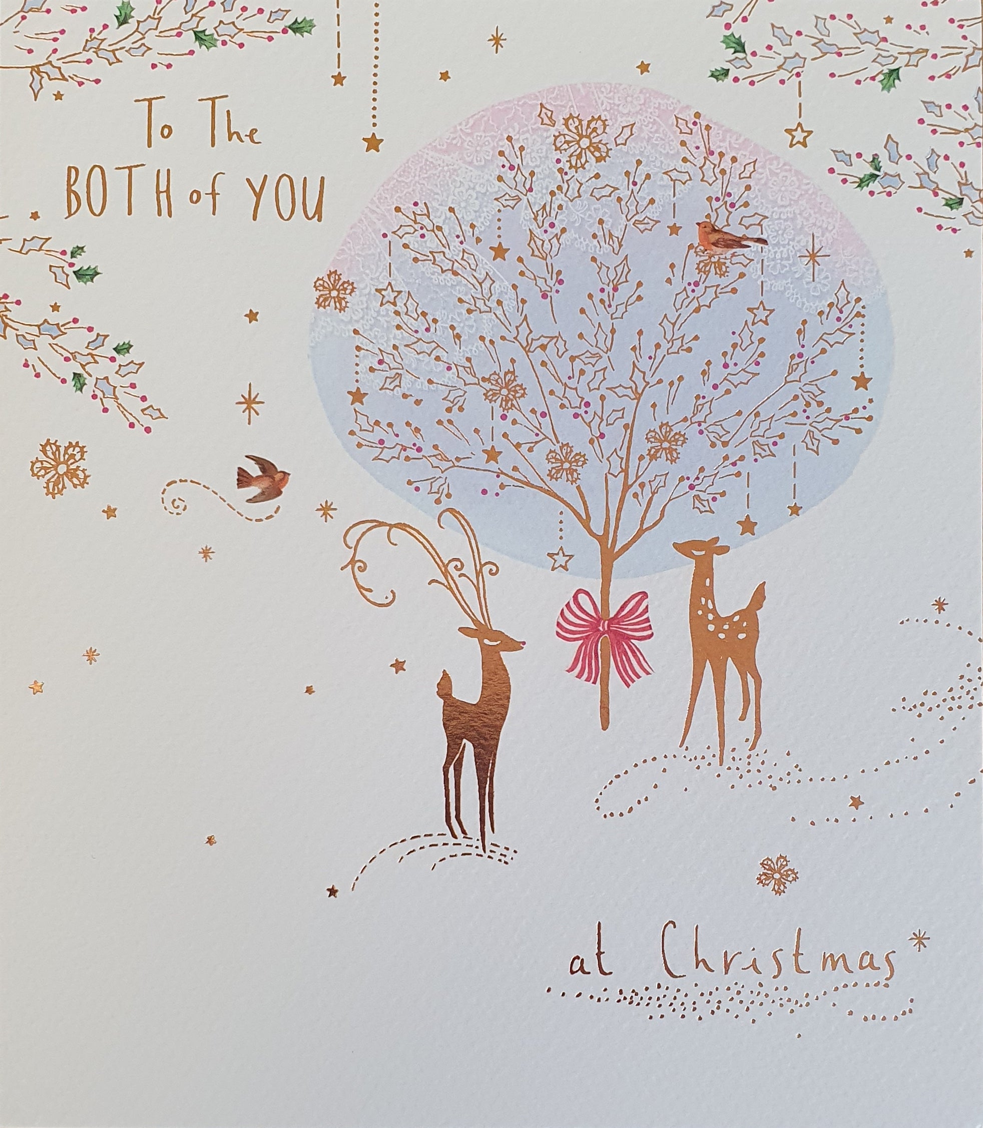 To The Both of You - Deer in the Forest - Beautiful Foil Finish - Christmas Card for a Couple
