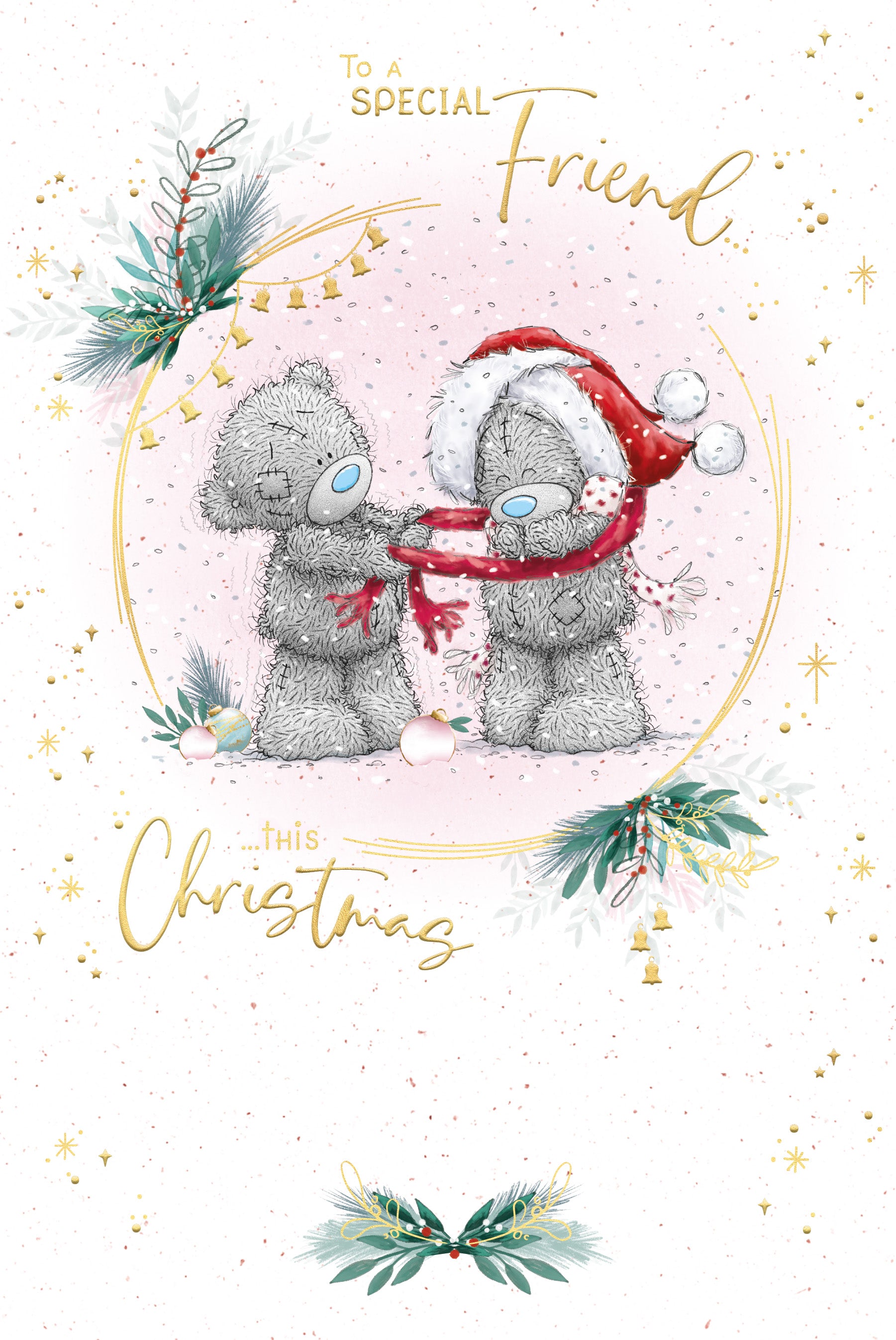 Friend Christmas Card - Bears With Scarf