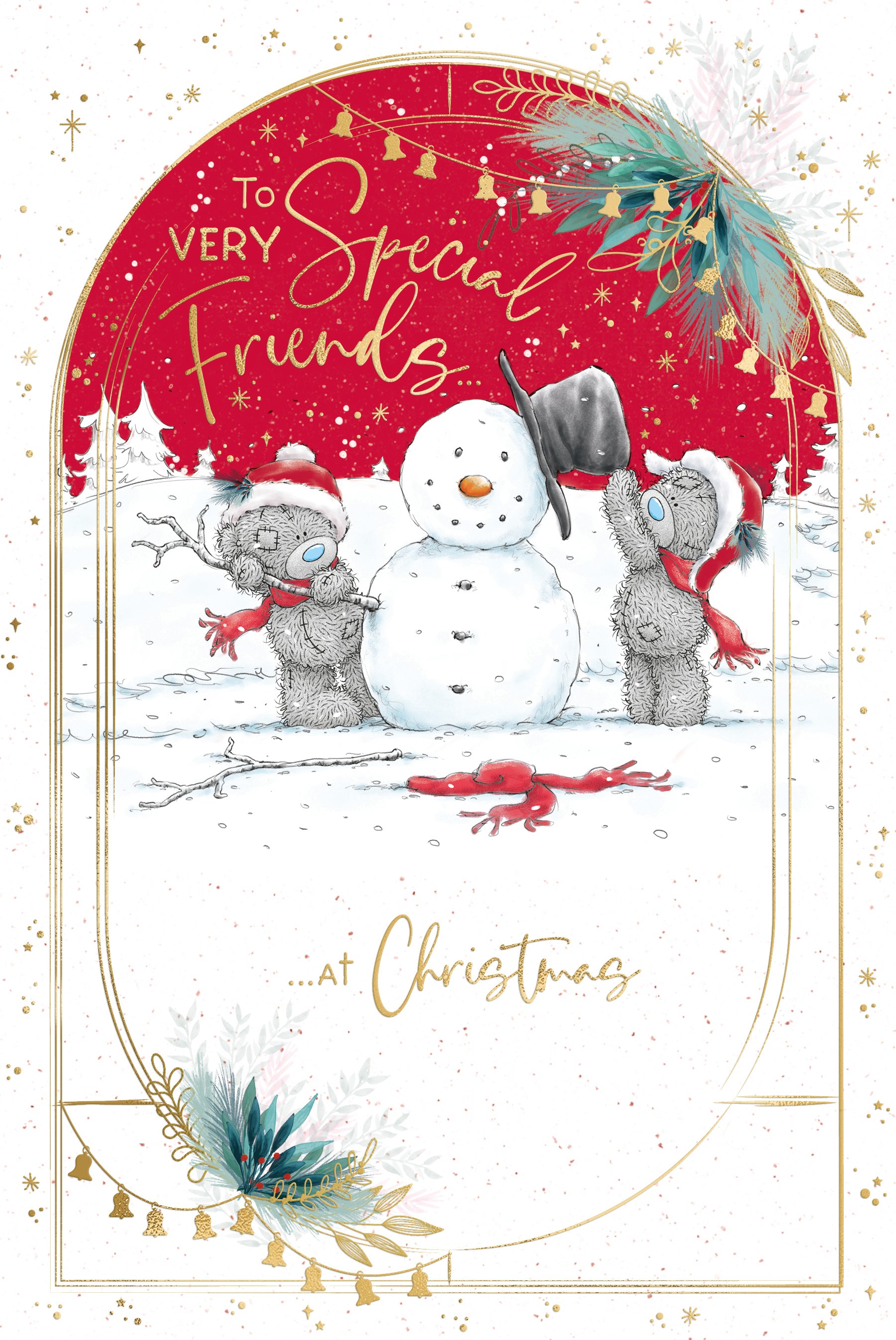 Special Friends Christmas Card - Bears With Snowman
