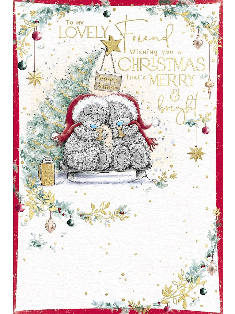 Friend Christmas Card - Bears Sat Together Holding Mugs