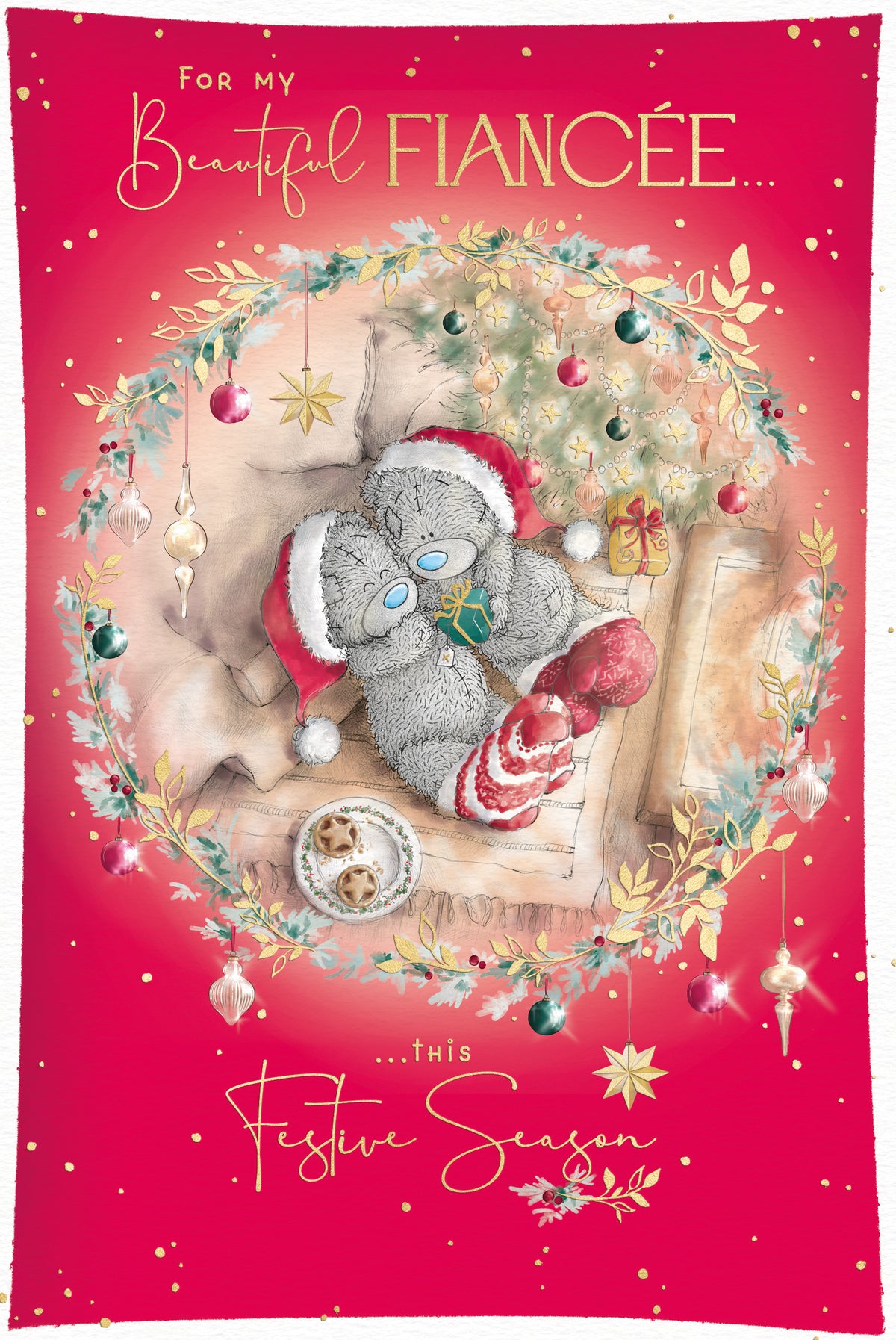 Fiancee Christmas Card - Bears Wearing Hats And Socks