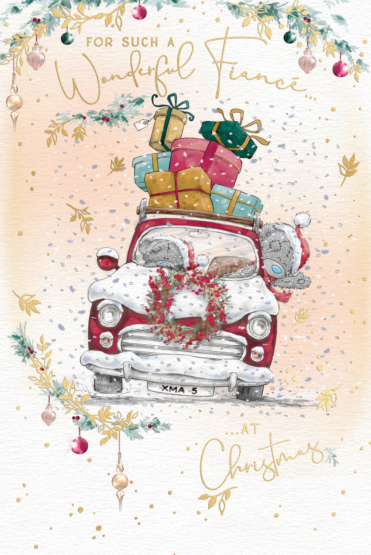 Fiance Christmas Card - Bears In Car