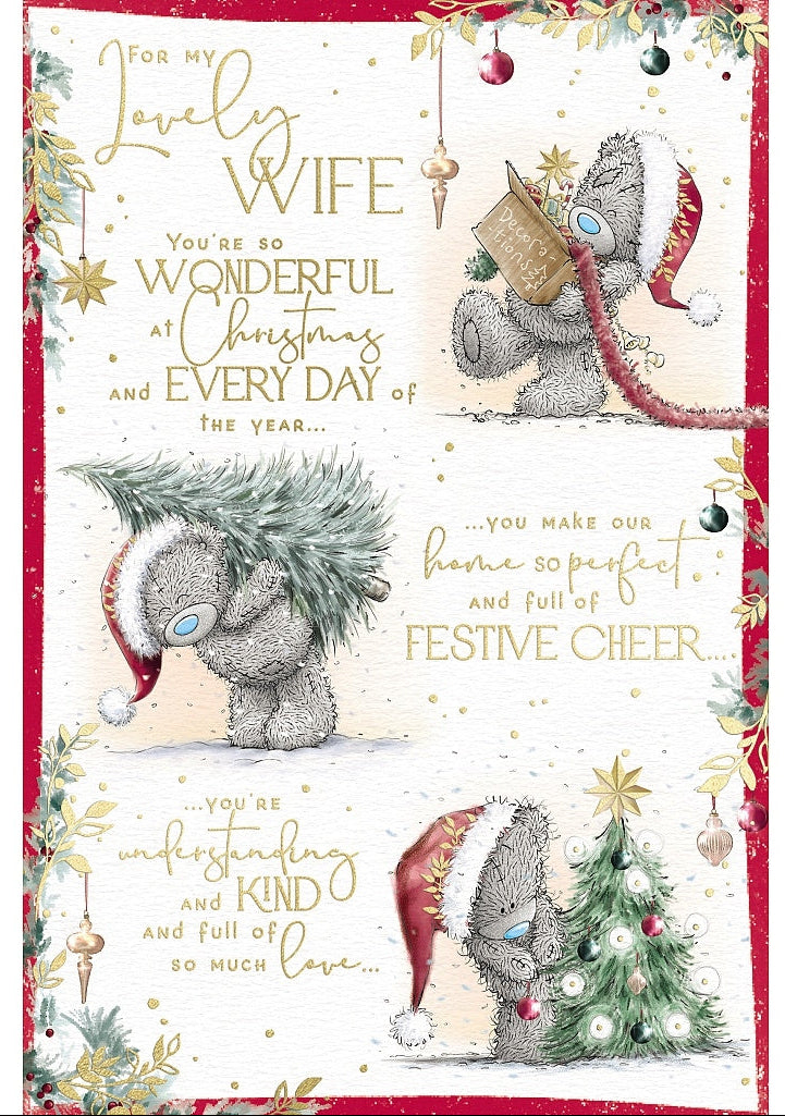 Wife Christmas Card - Bear Decorating Tree