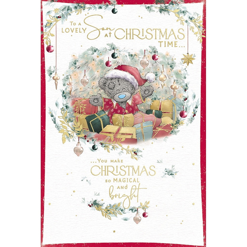 Son Christmas Card - Bear Amidst Lots Of Presents