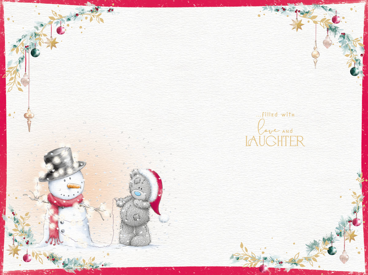 To All The Family Christmas Card - Bears Dressing Snowman,