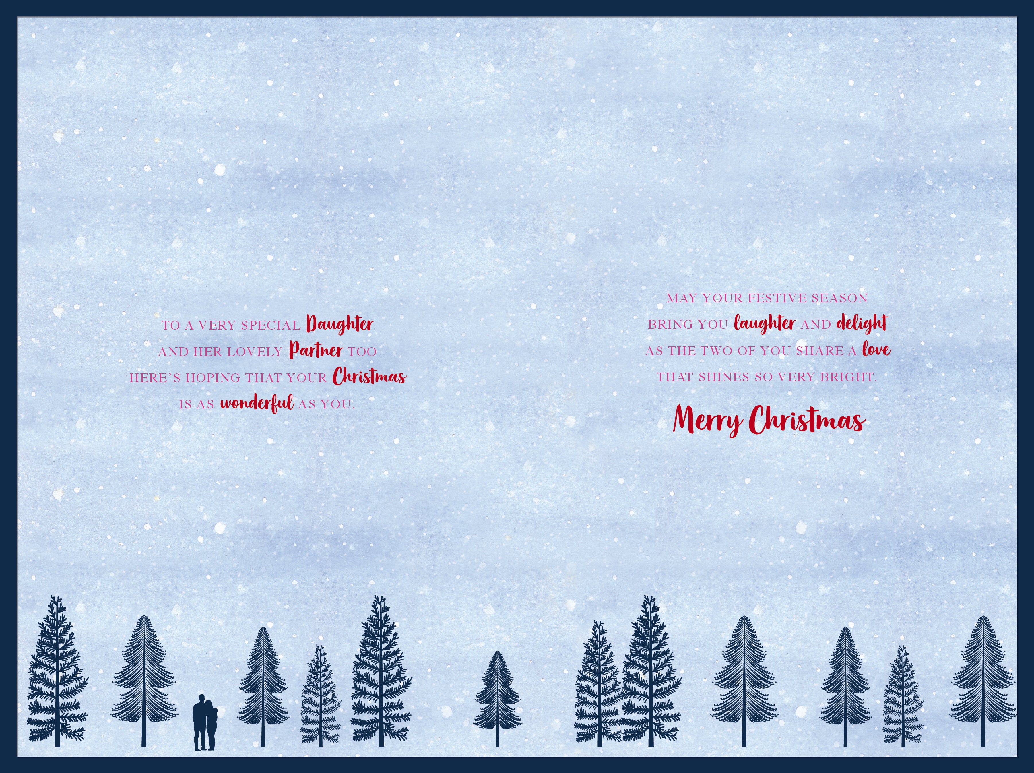 Daughter And Partner Christmas Card - Sleigh And Rooftops