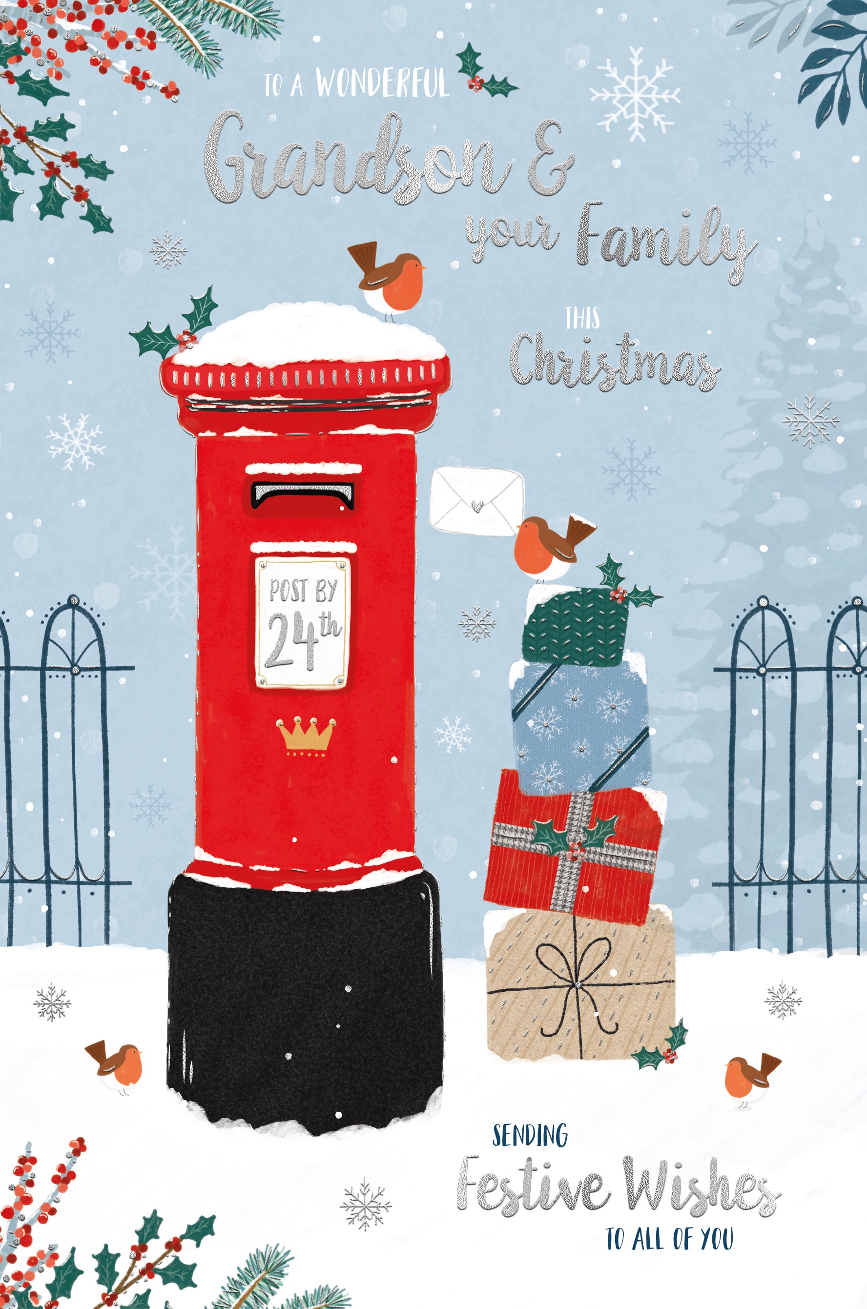 Grandson & Family Christmas Card - Postbox