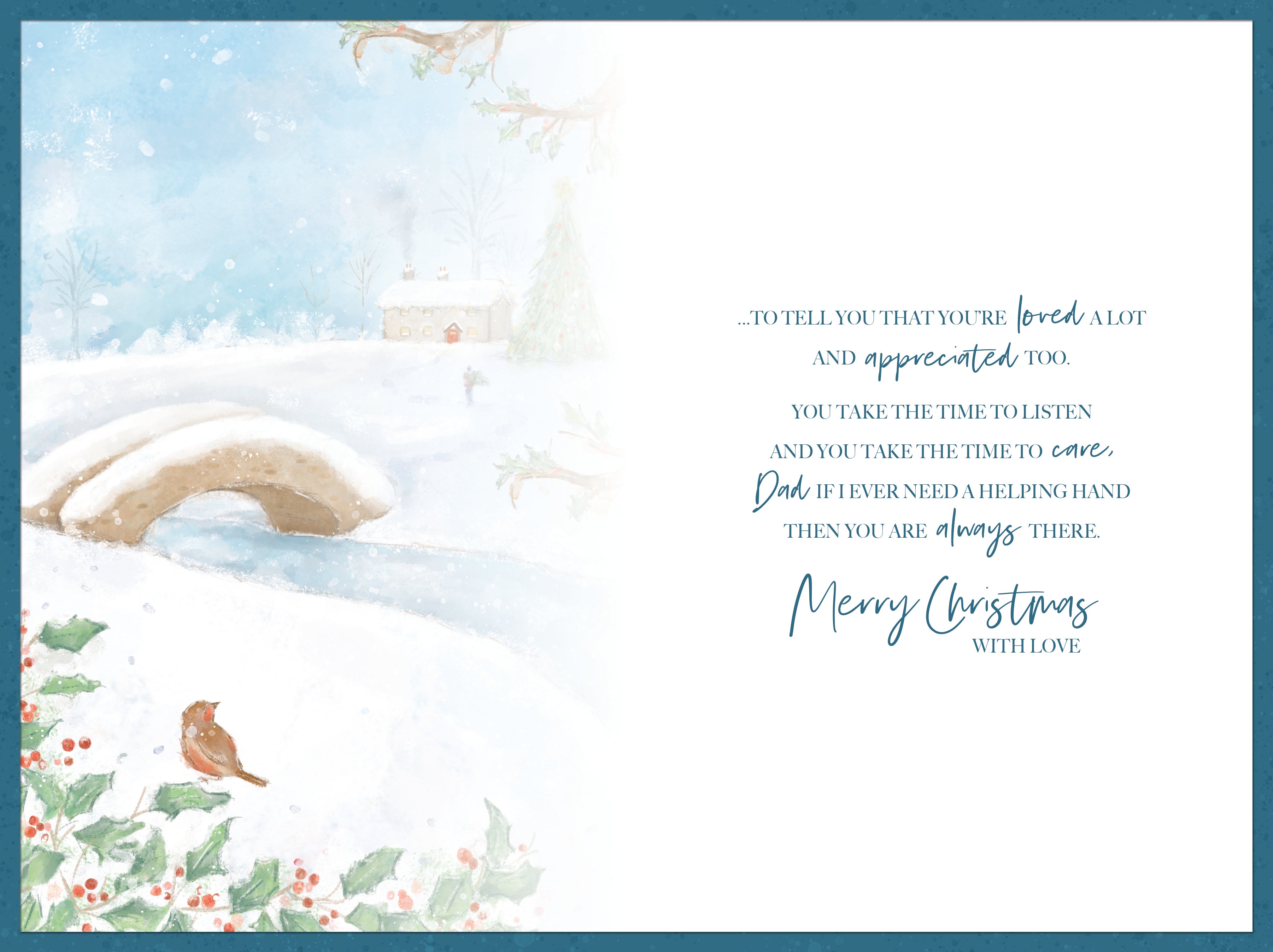 Dad Christmas Card - Bridge And River Scene