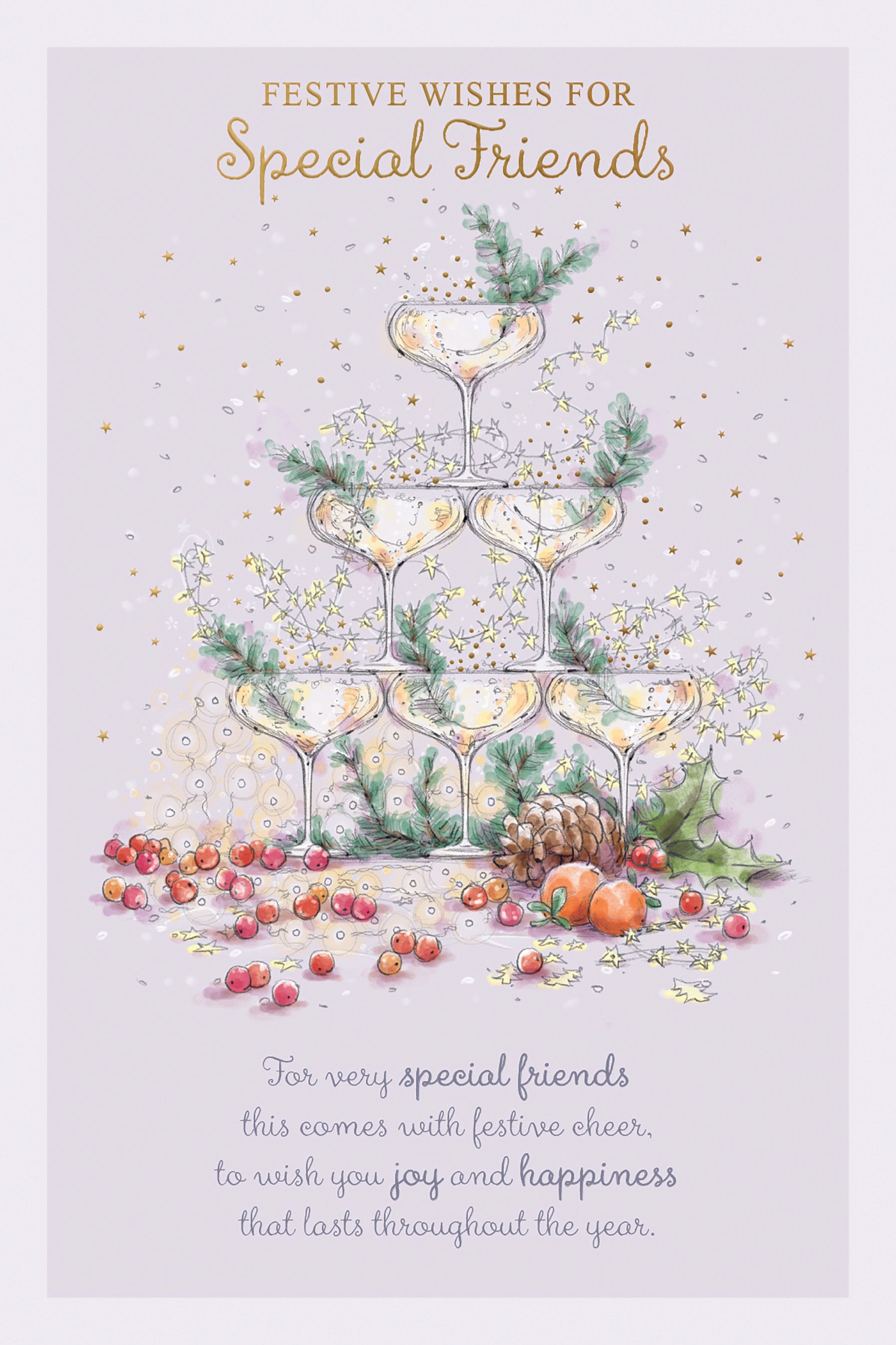 Special Friends Christmas Card - Tower Of Glasses