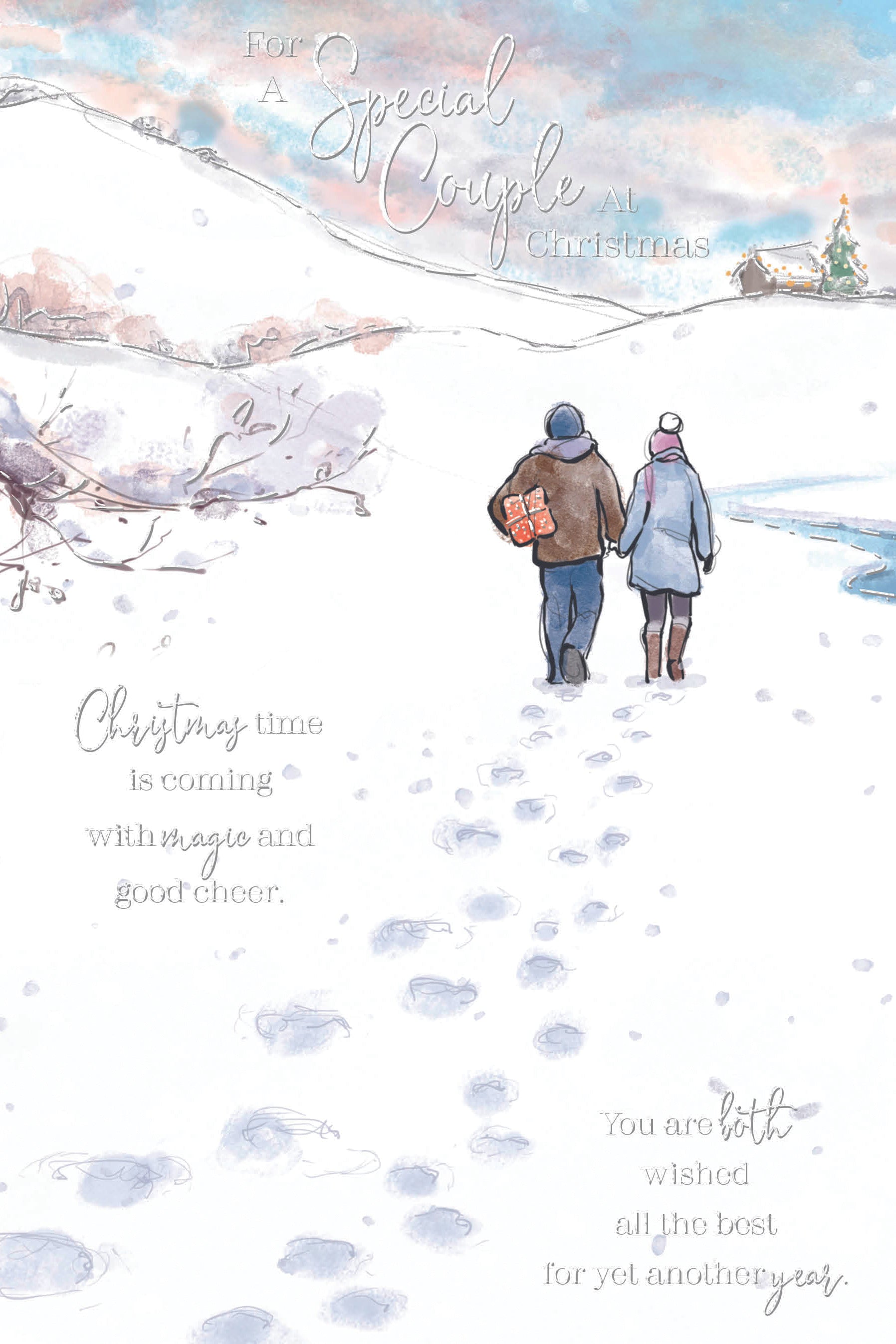 Special Couple Christmas Card - Walking In The Snow