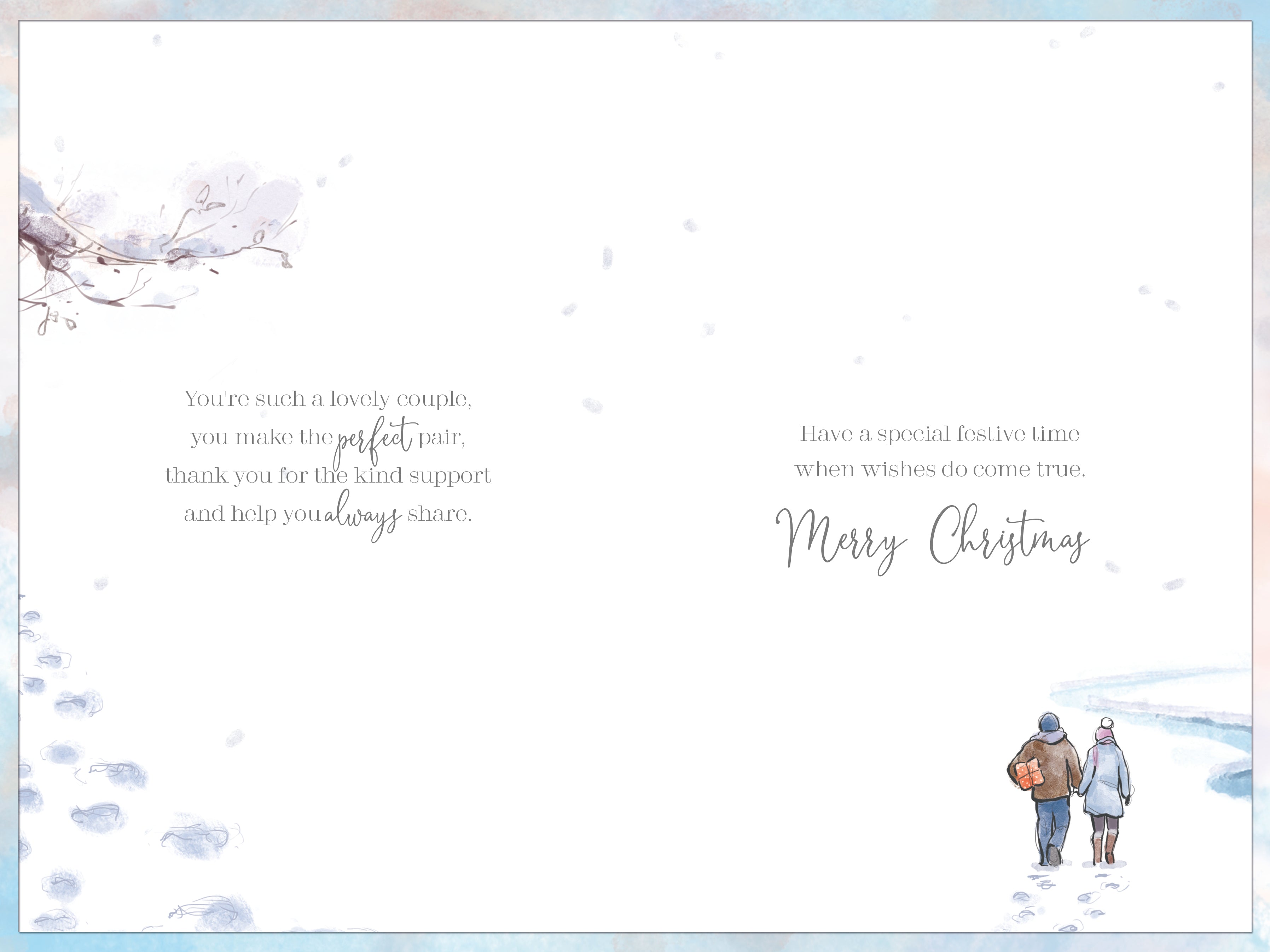 Special Couple Christmas Card - Walking In The Snow