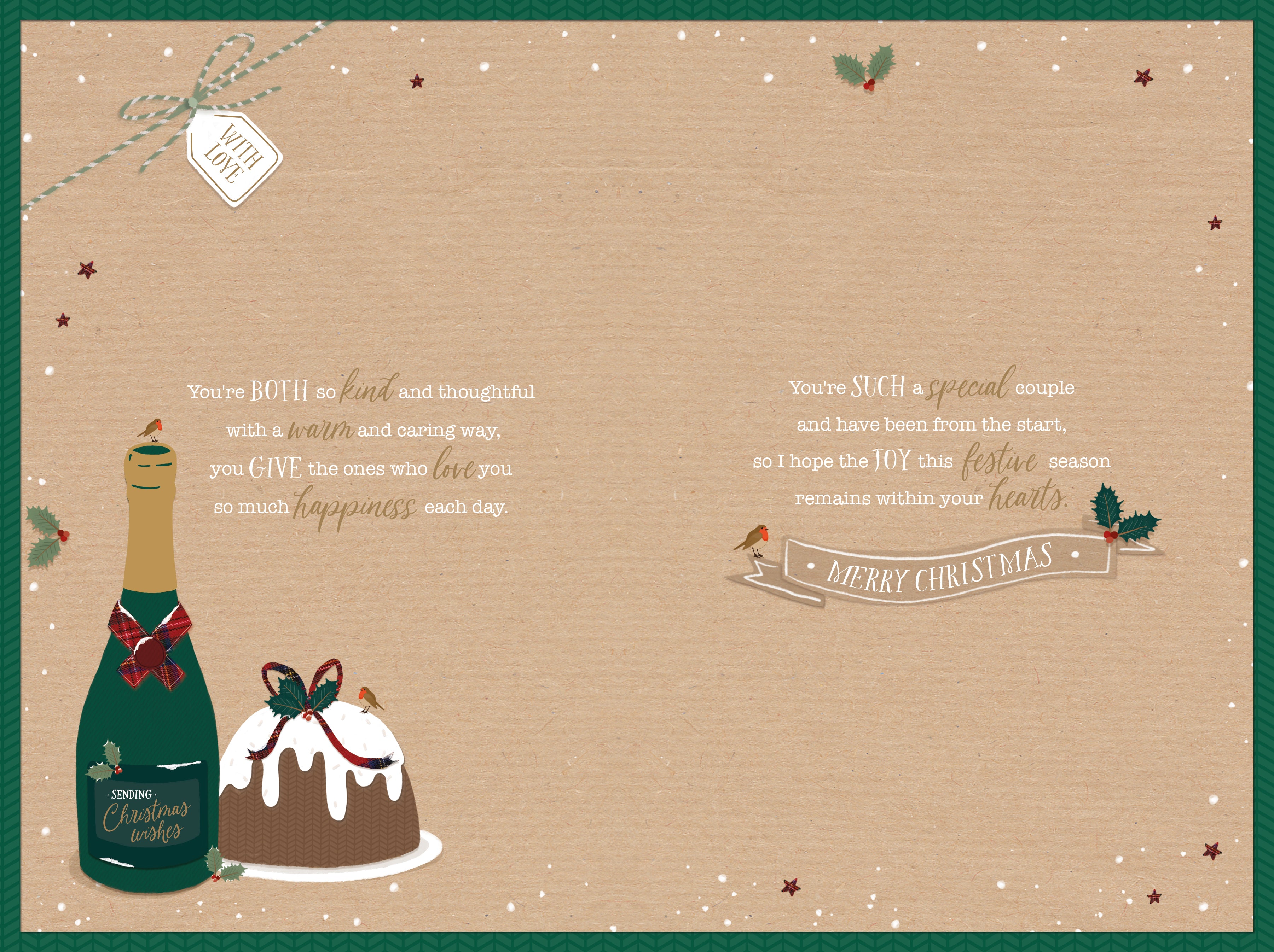 Brother & Sister in Law Christmas Card - Champagne and Pudding