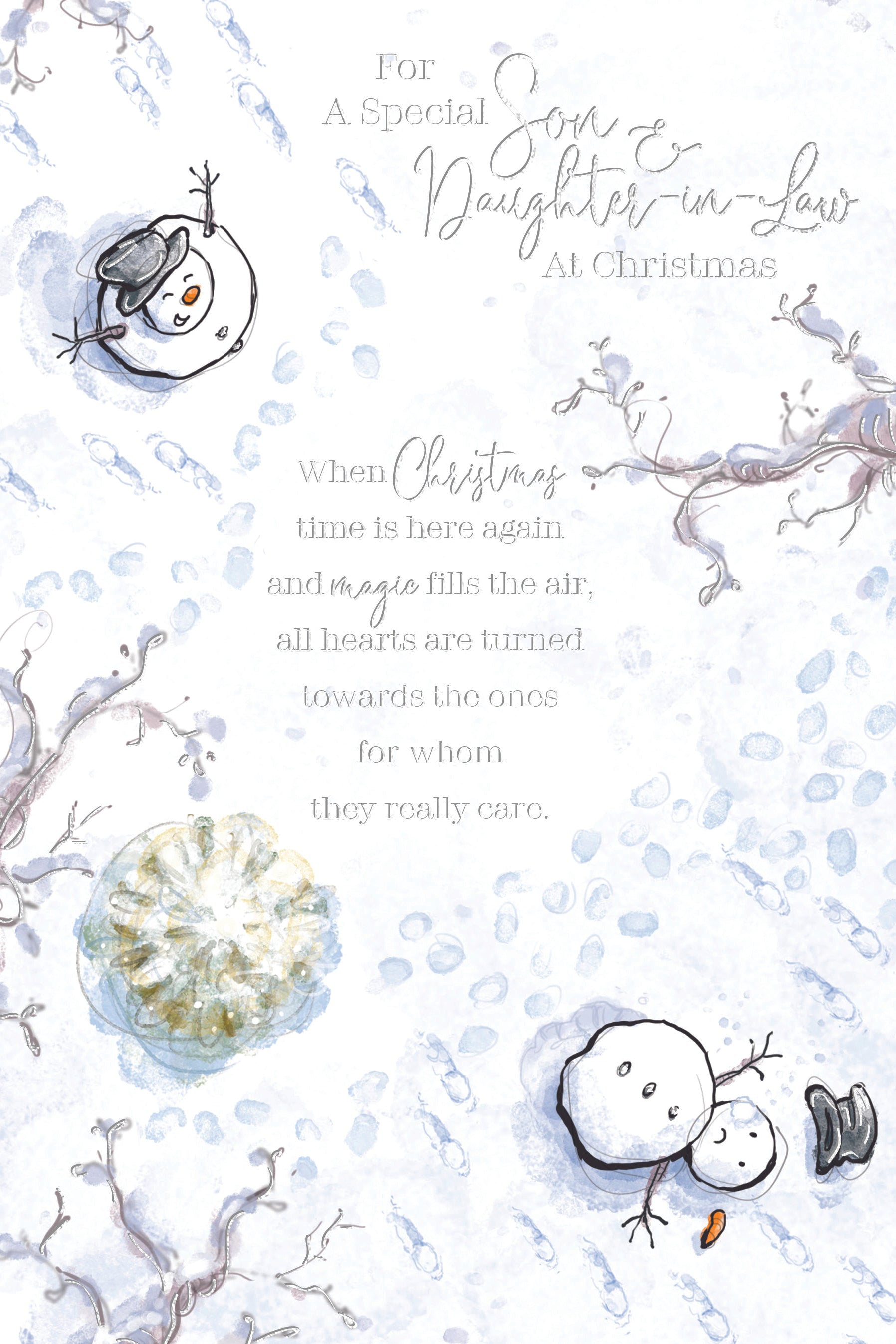 Son And Daughter In Law Christmas Card - Snowman