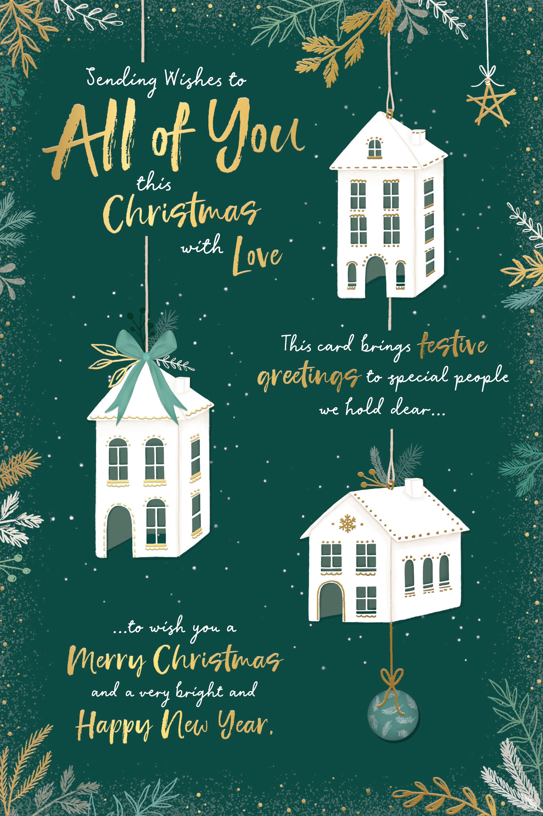 To All Hanging Paper Houses Christmas Card