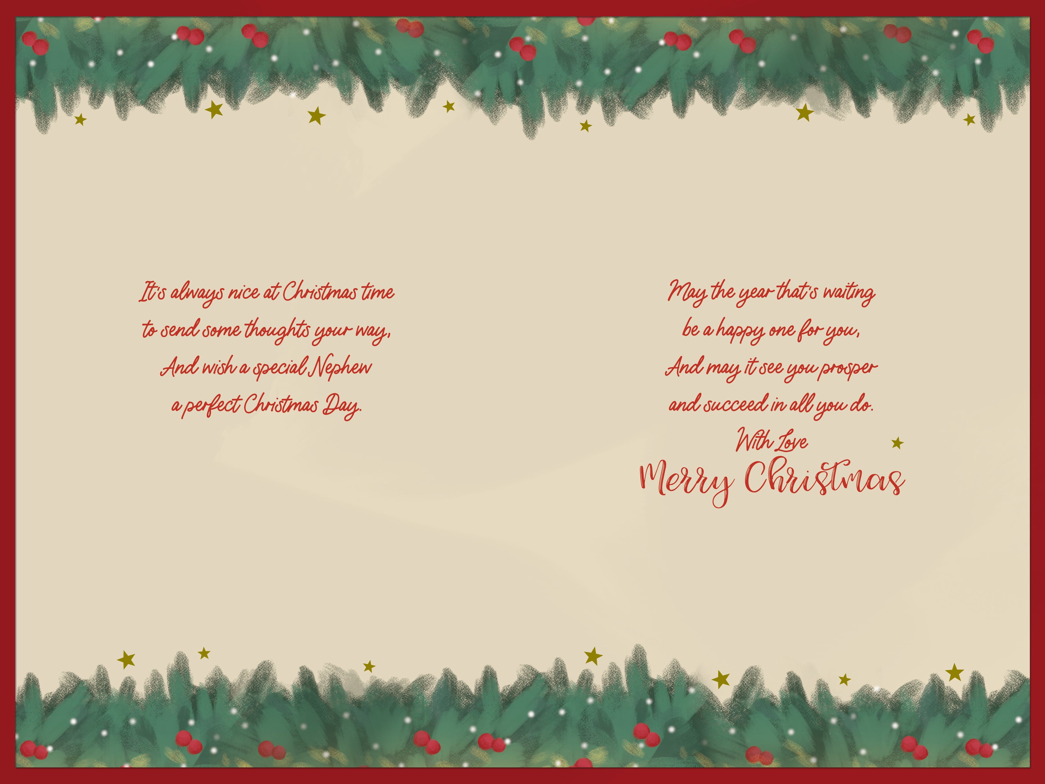 Nephew Christmas Card - Sleigh Laden With Gifts
