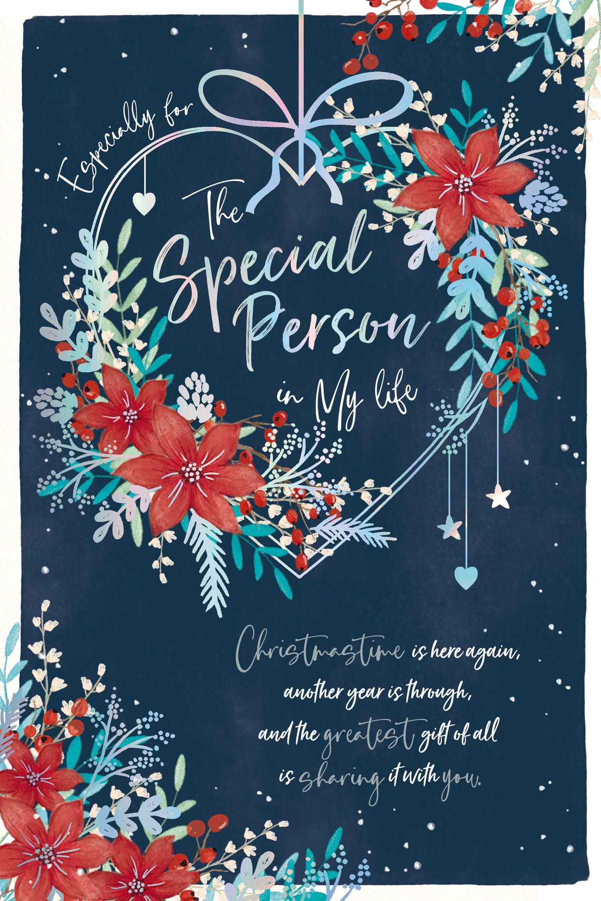 Special Person In My Life Christmas Card - Poinsettias And Foliage