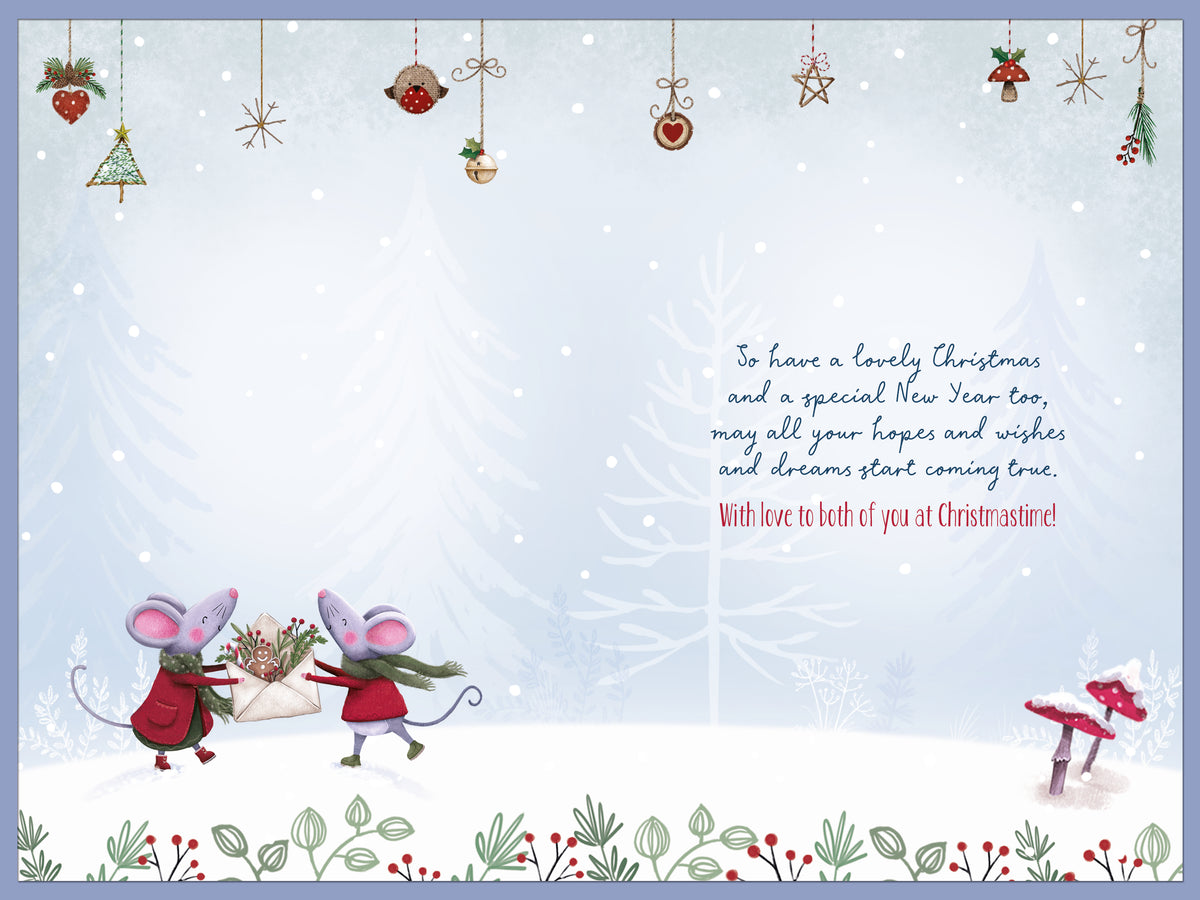 Son And Daughter-In-Law Christmas Card - Mice Under Mushroom