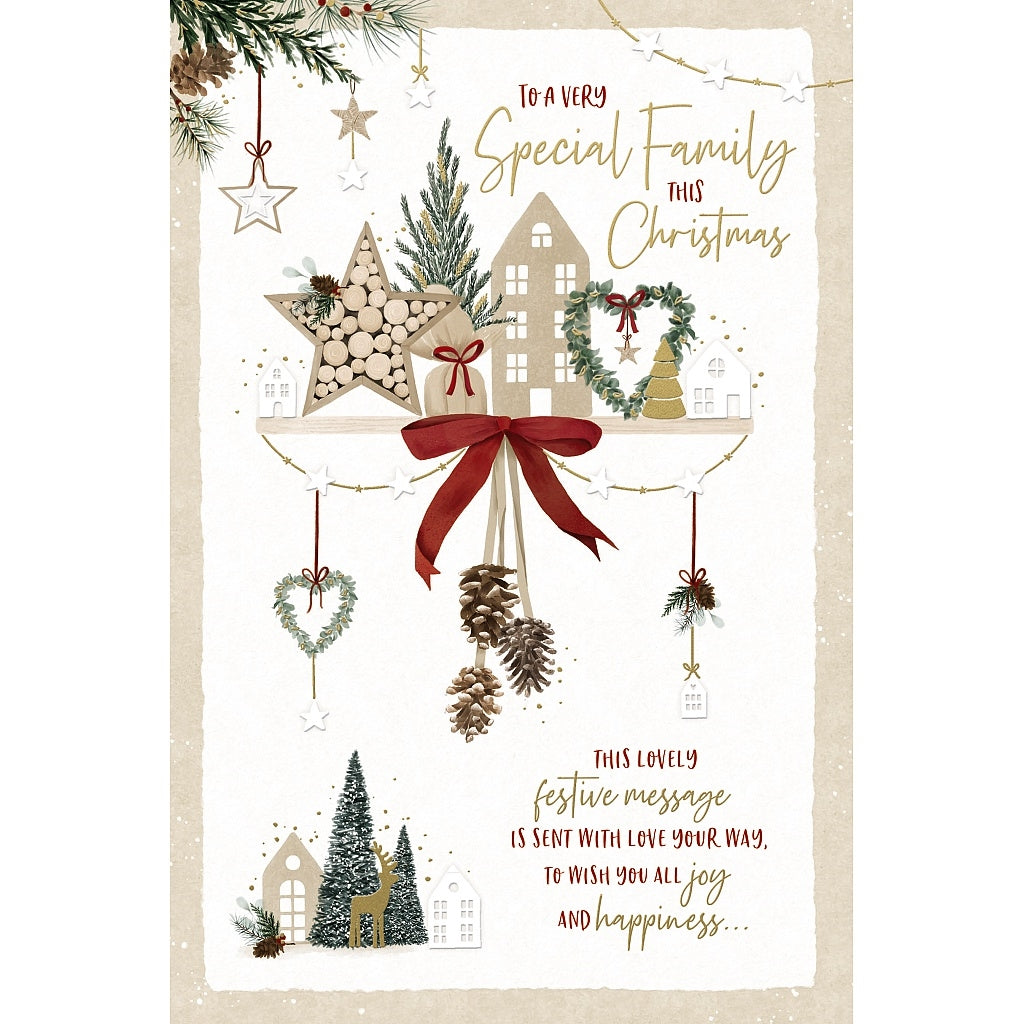 Special Family Christmas Card Festive Decs On Shelf