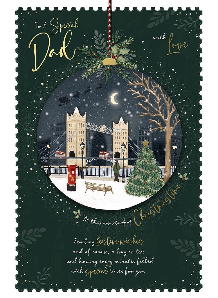Dad Christmas Card - Tower Bridge In Snow