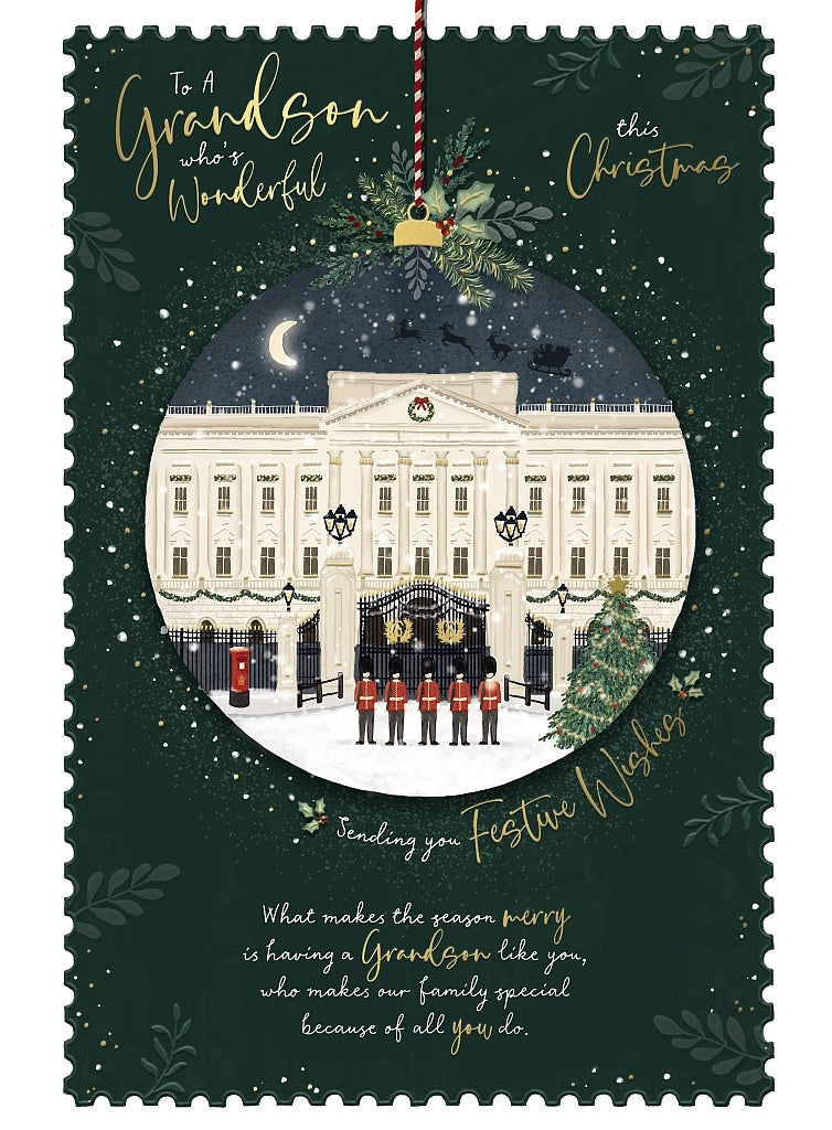 Grandson Christmas Card - Buckingham Palace In Snow