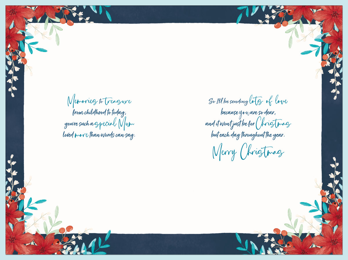 Mum Christmas Card Poinsettias With Foliage