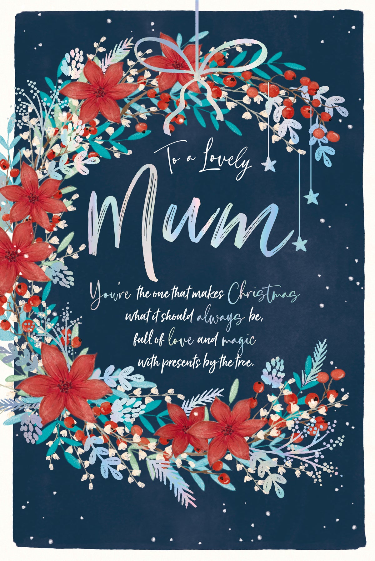 Mum Christmas Card Poinsettias With Foliage