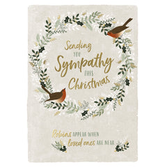 Sympathy Christmas Card - Robins On A Wreath