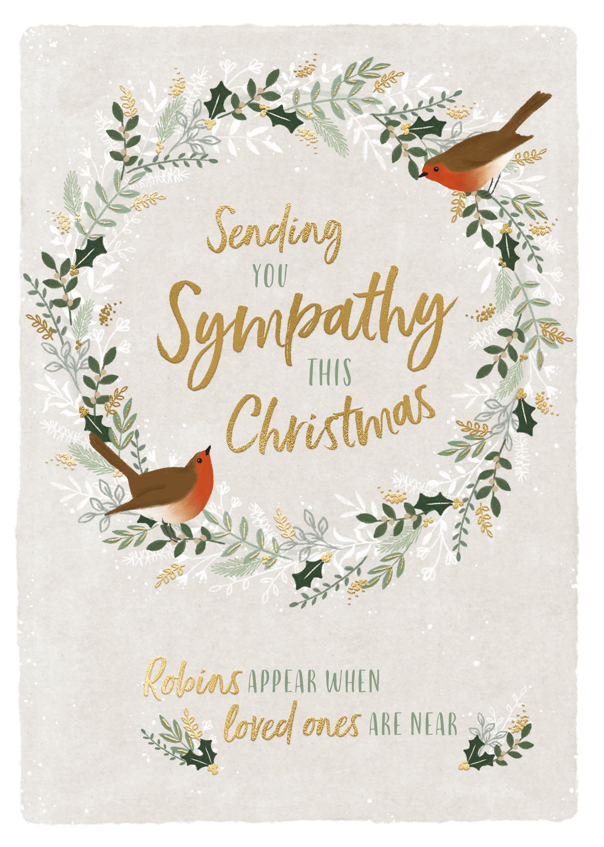 Sympathy Christmas Card - Robins On A Wreath
