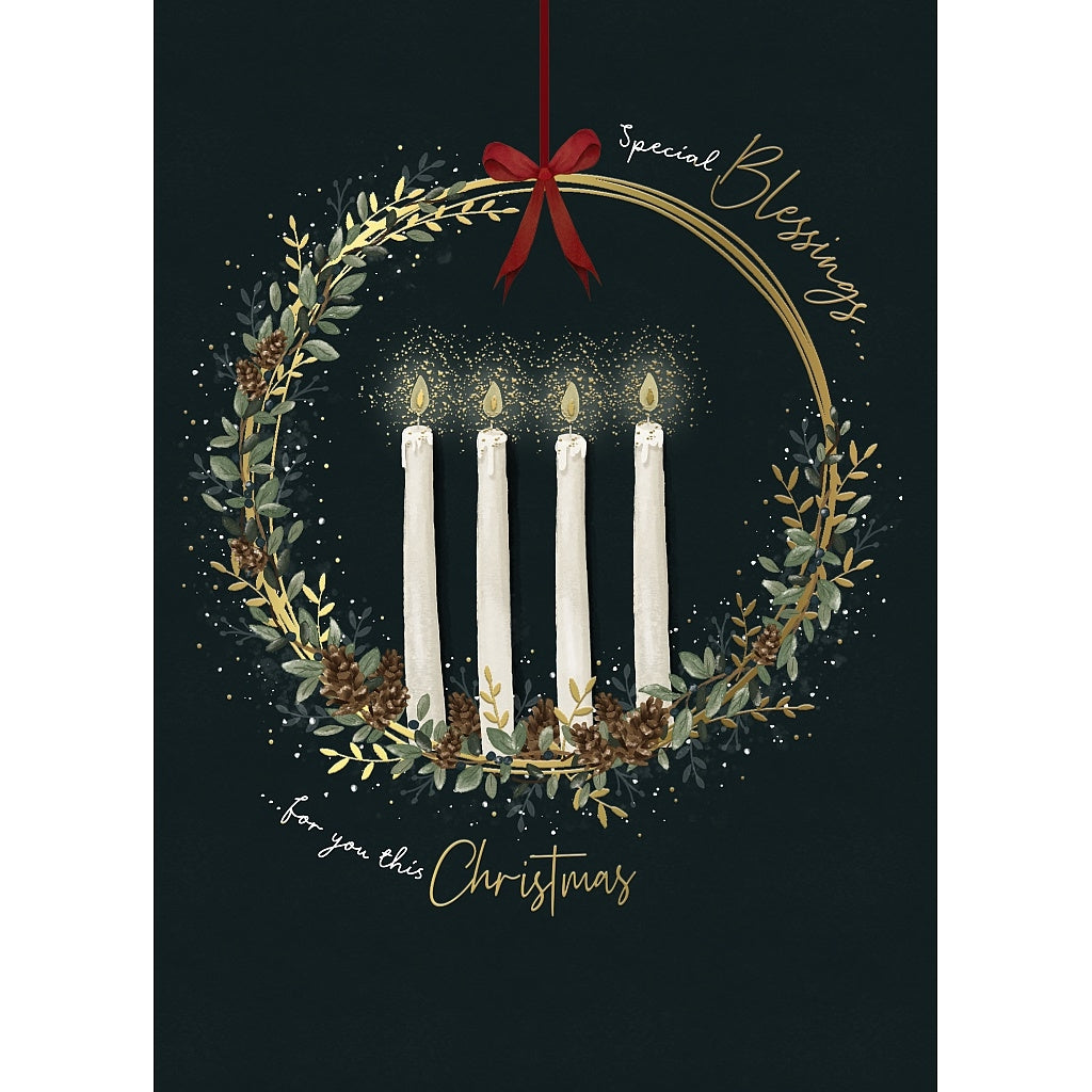 Religious Christmas Card - Candles In A Wreath