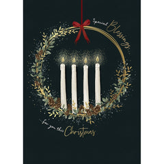Religious Christmas Card - Candles In A Wreath