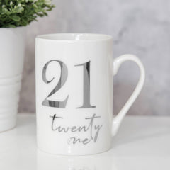 21st Birthday Mug - Silver Decals Gifts