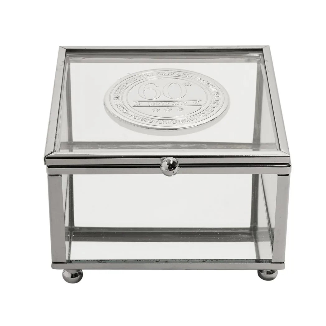 Milestones Glass Trinket Box with Metal Badge 15cm - 60