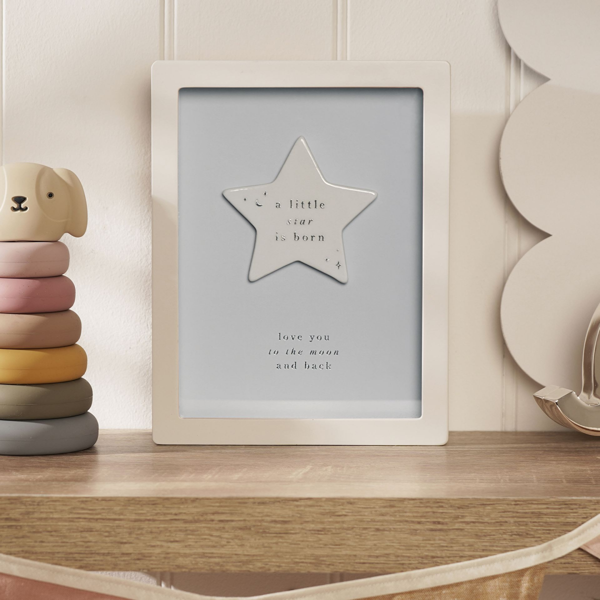 Bambino Framed Plaque 18cm - Little Star Blue