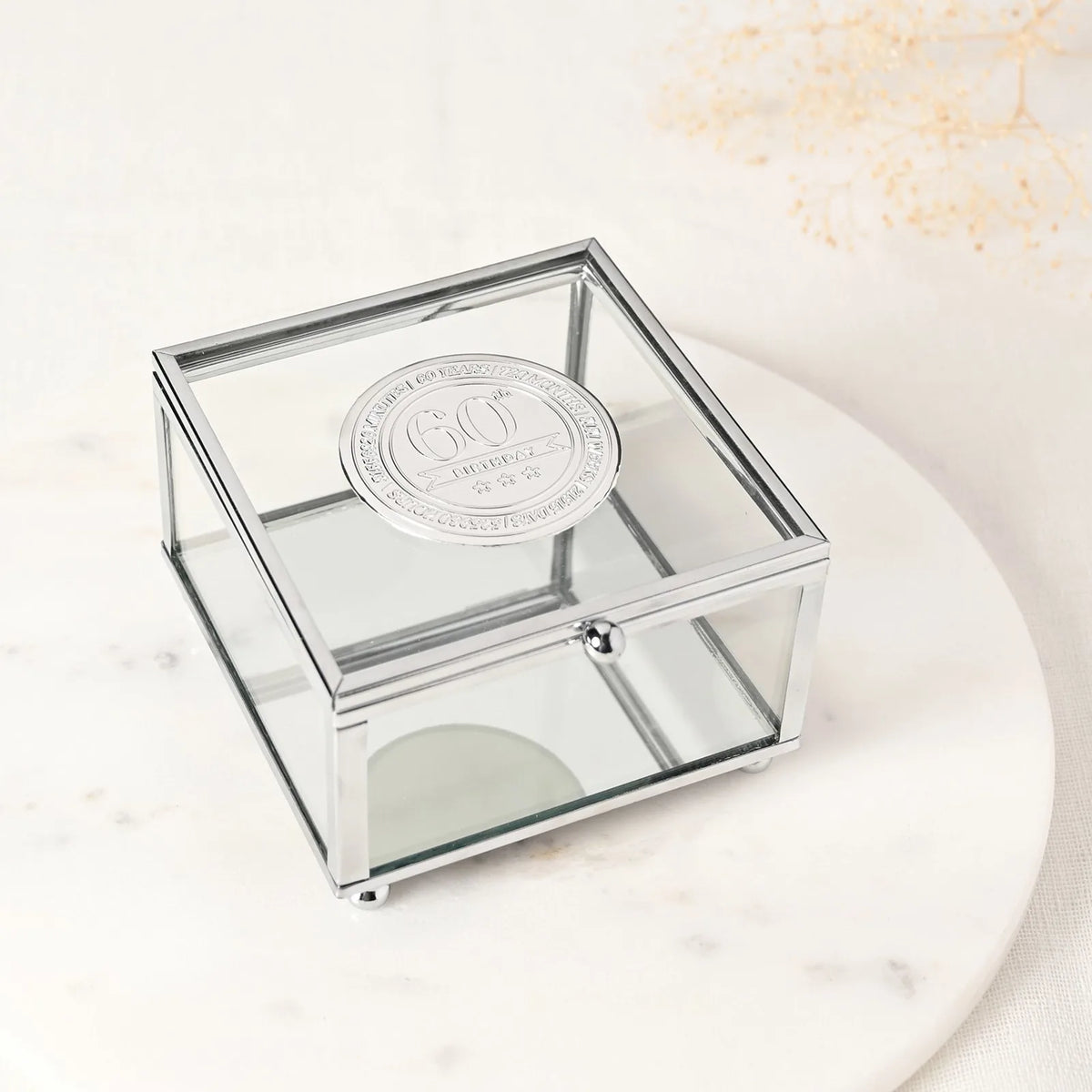 Milestones Glass Trinket Box with Metal Badge 15cm - 60