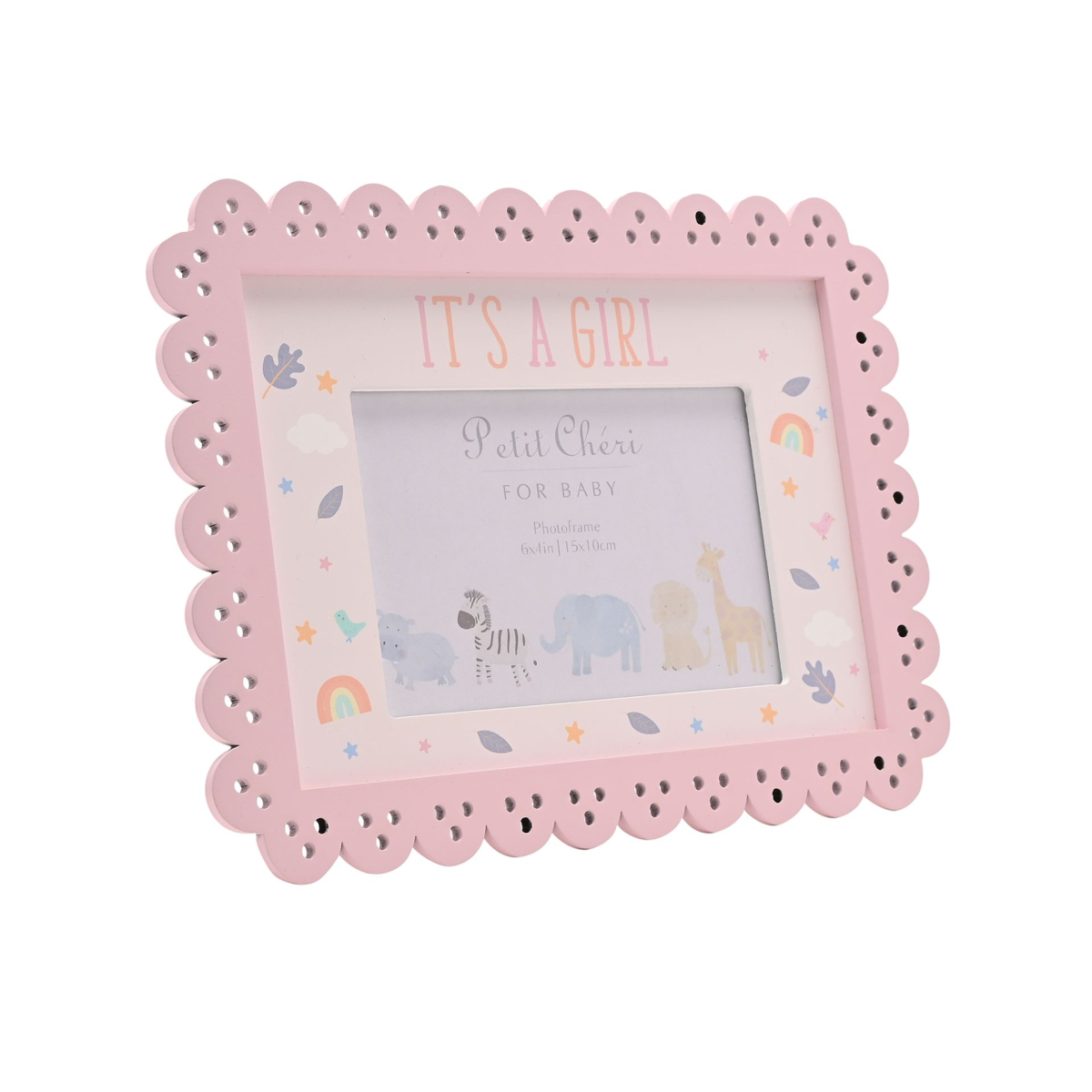 Petit Cheri Scallop Frame 6" x 4" Pink - Its A Girl