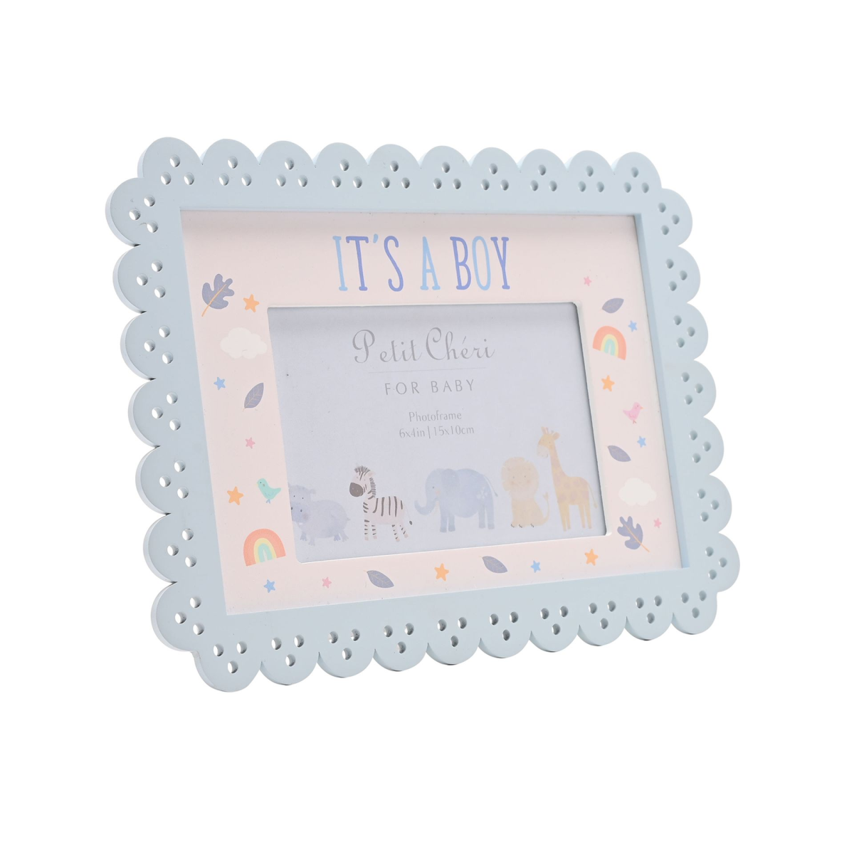 Petit Cheri Scallop Frame 6" x 4" Blue - Its A Boy