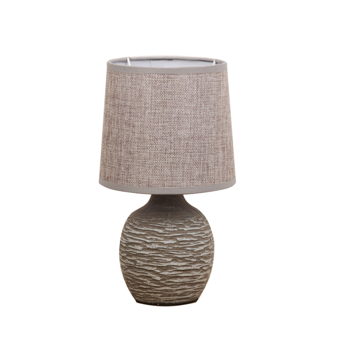 Dark Grey Table Lamp with Grey Linen Shade