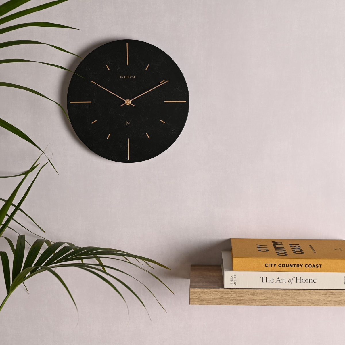 Interval Resin Wall Clock 30cm - Black & Gold