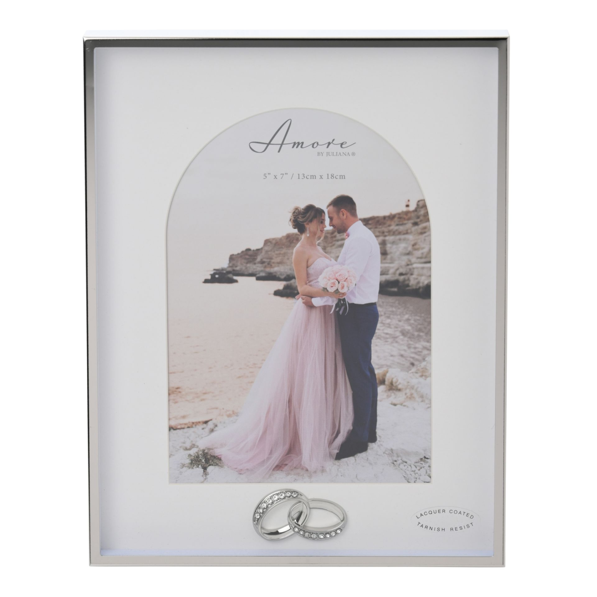 Amore Box  Arch Photo Frame With Rings 5" x 7"