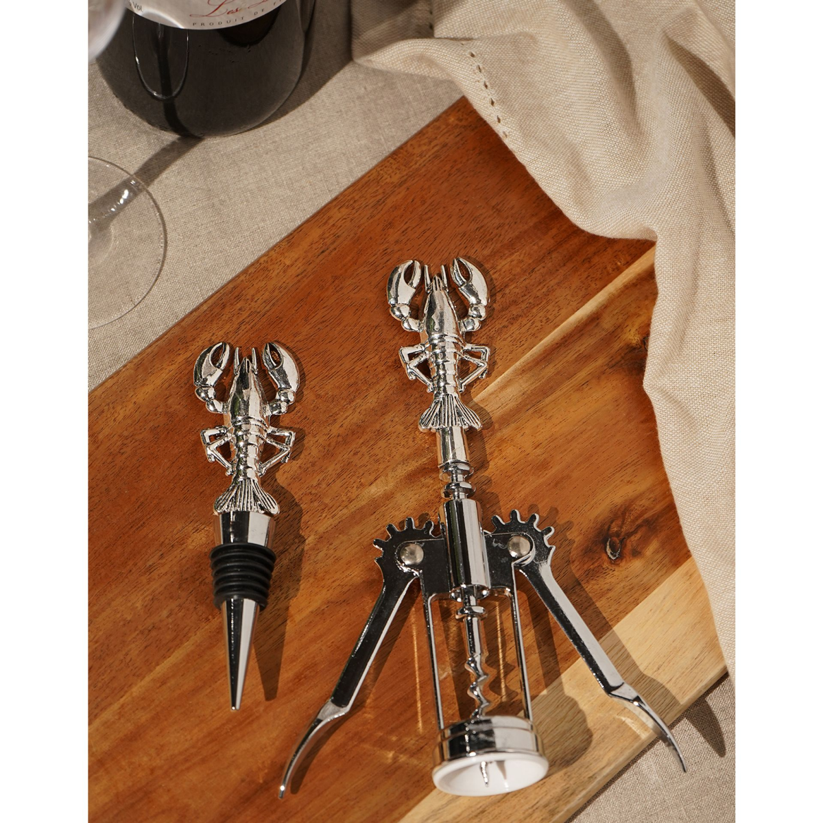Hestia Lobster Bottle Stopper & Corkscrew Set