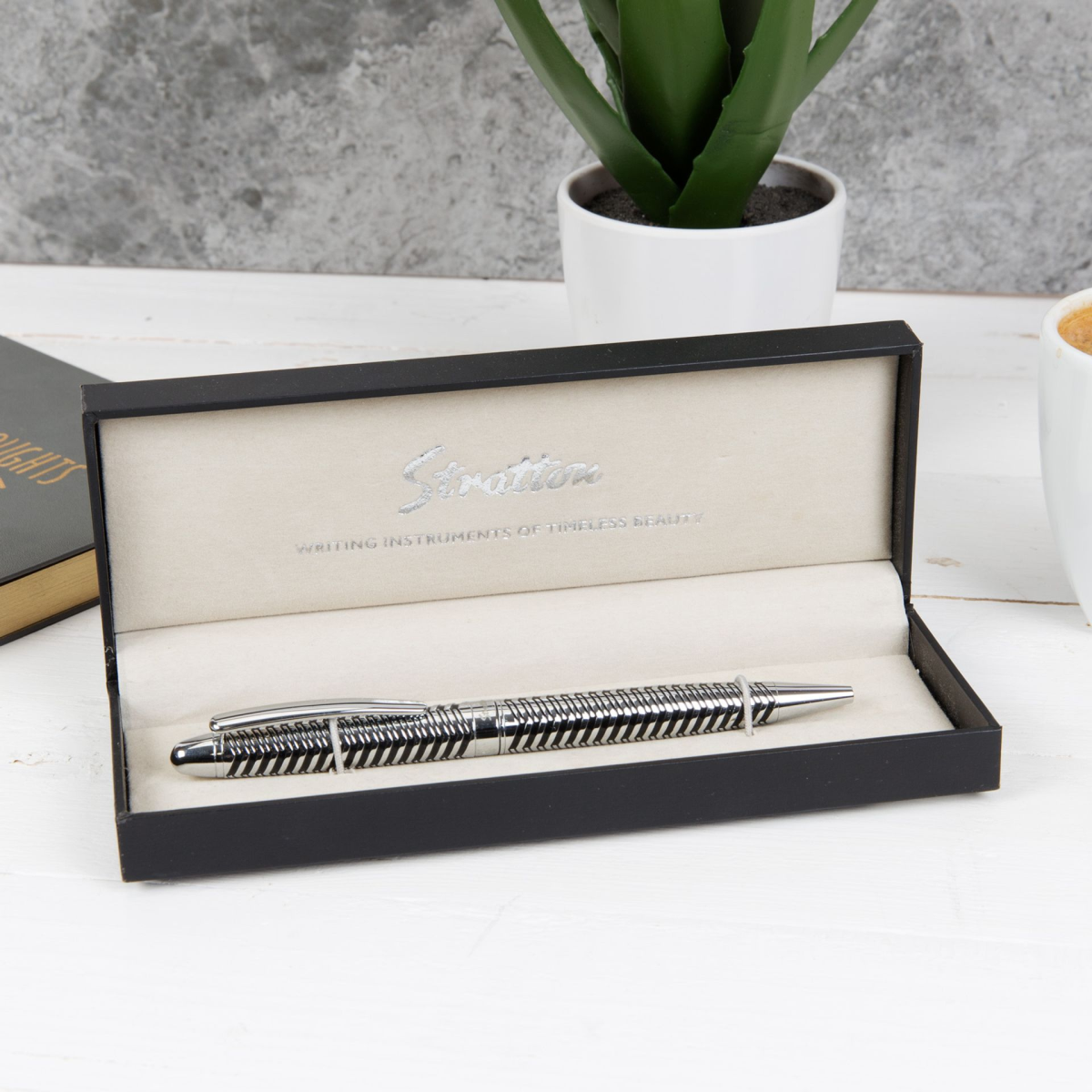 Stratton Roller Ball Pen - Silver & Black