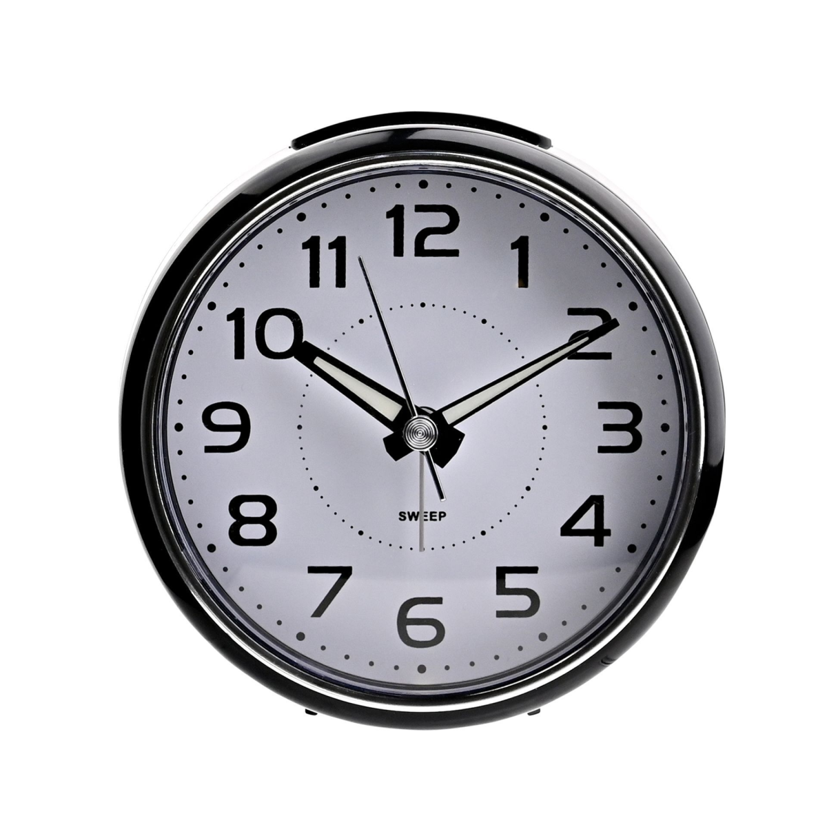 Hometime  Alarm Clock Round with Illuminated Button - Black Case